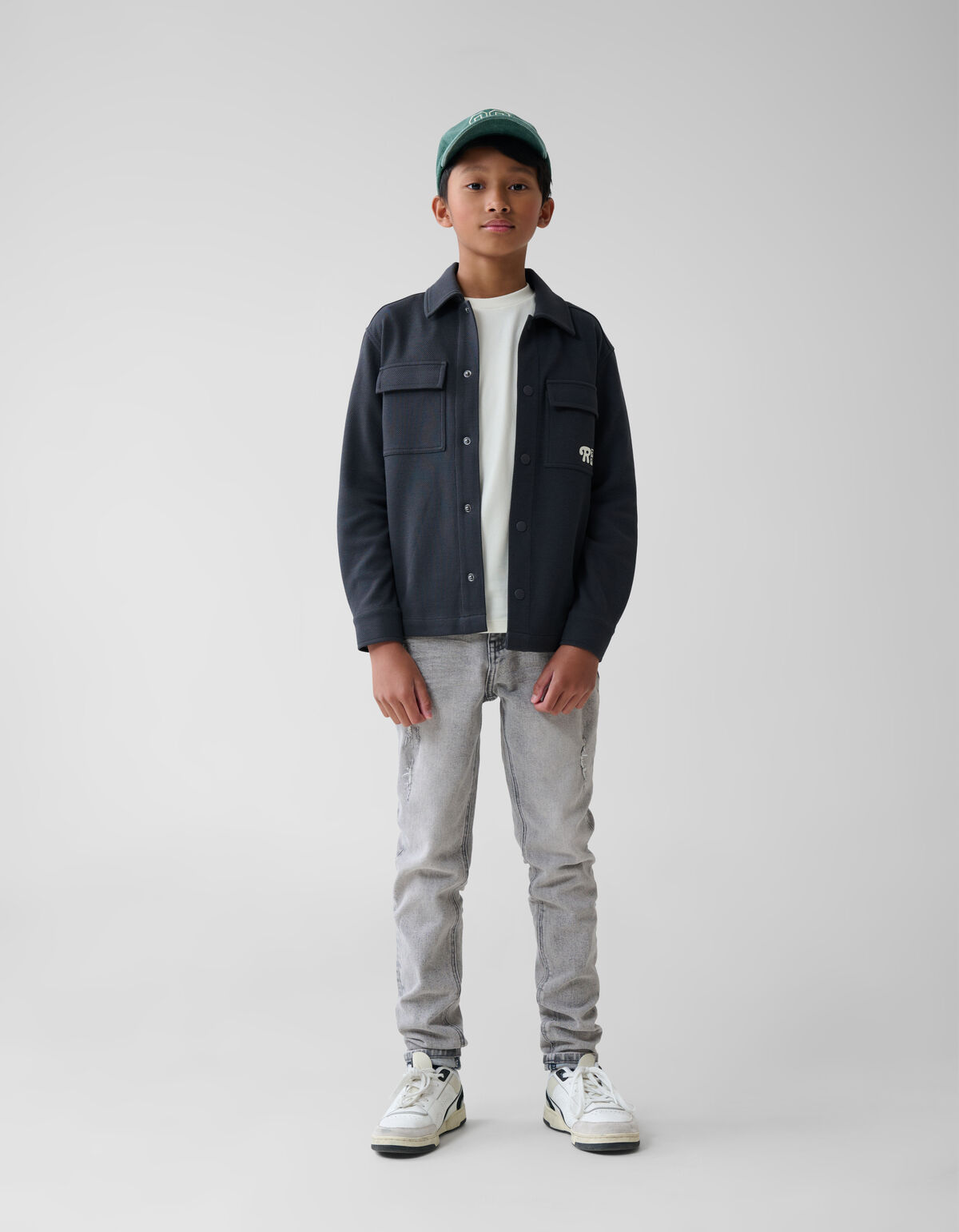 Printed Überhemd Dunkelgrau SHOEBY BOYS