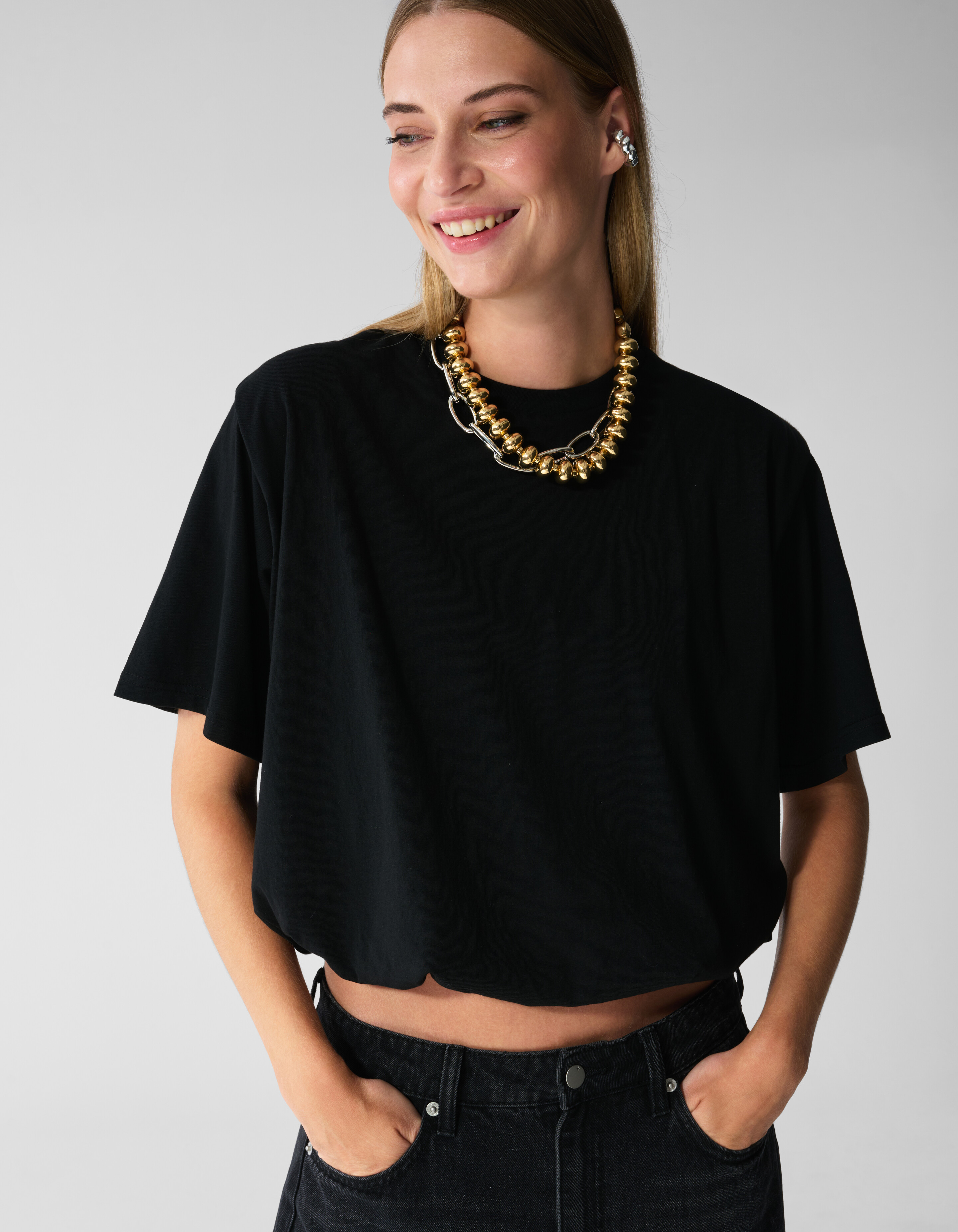 Oversized-Balloon-T-Shirt Schwarz SHOEBY WOMEN