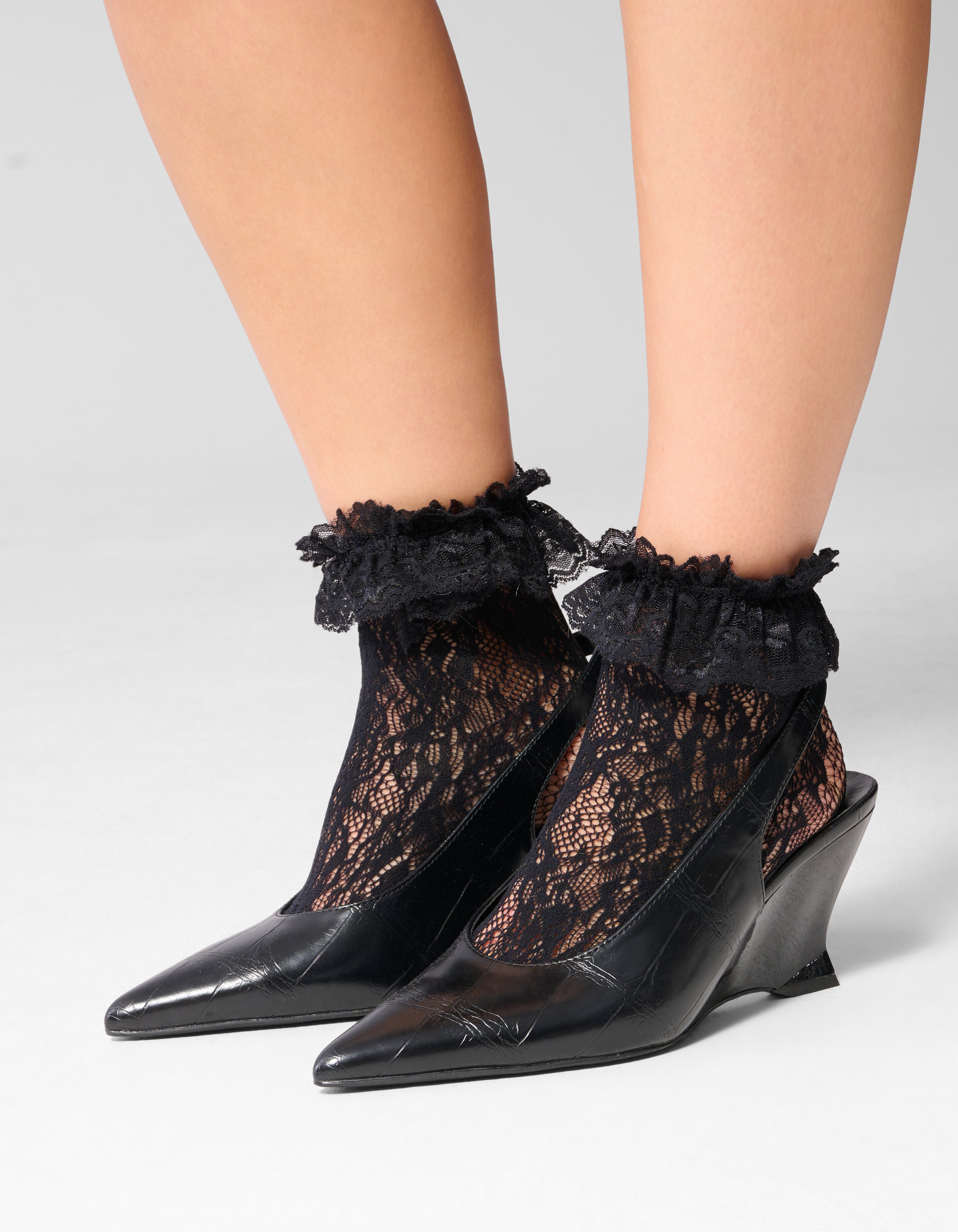 Spitzensocken Mit R&uuml;schen Schwarz SHOEBY ACCESSOIRES