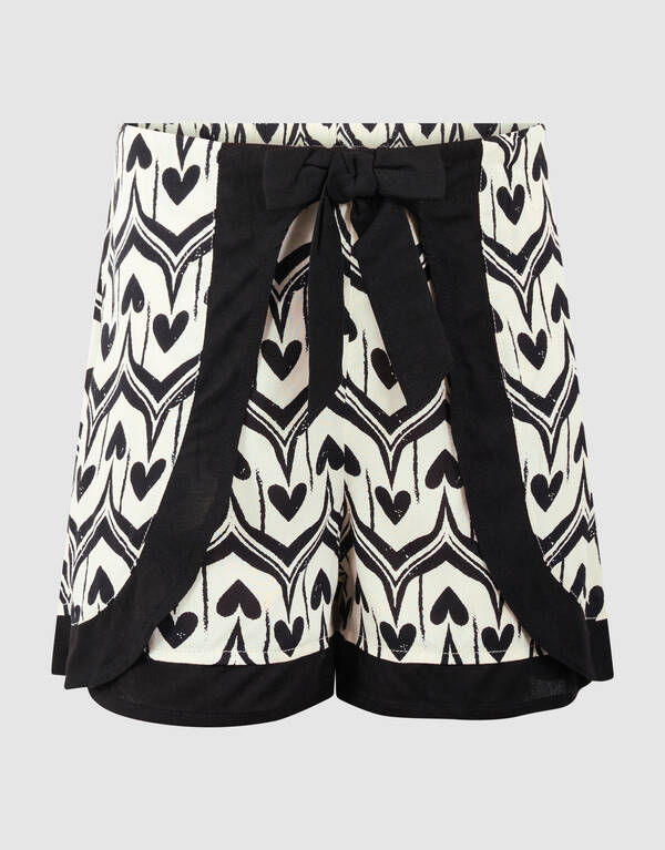 Herz-Print Skort Gebrochen Wei&szlig;/Schwarz SHOEBY GIRLS
