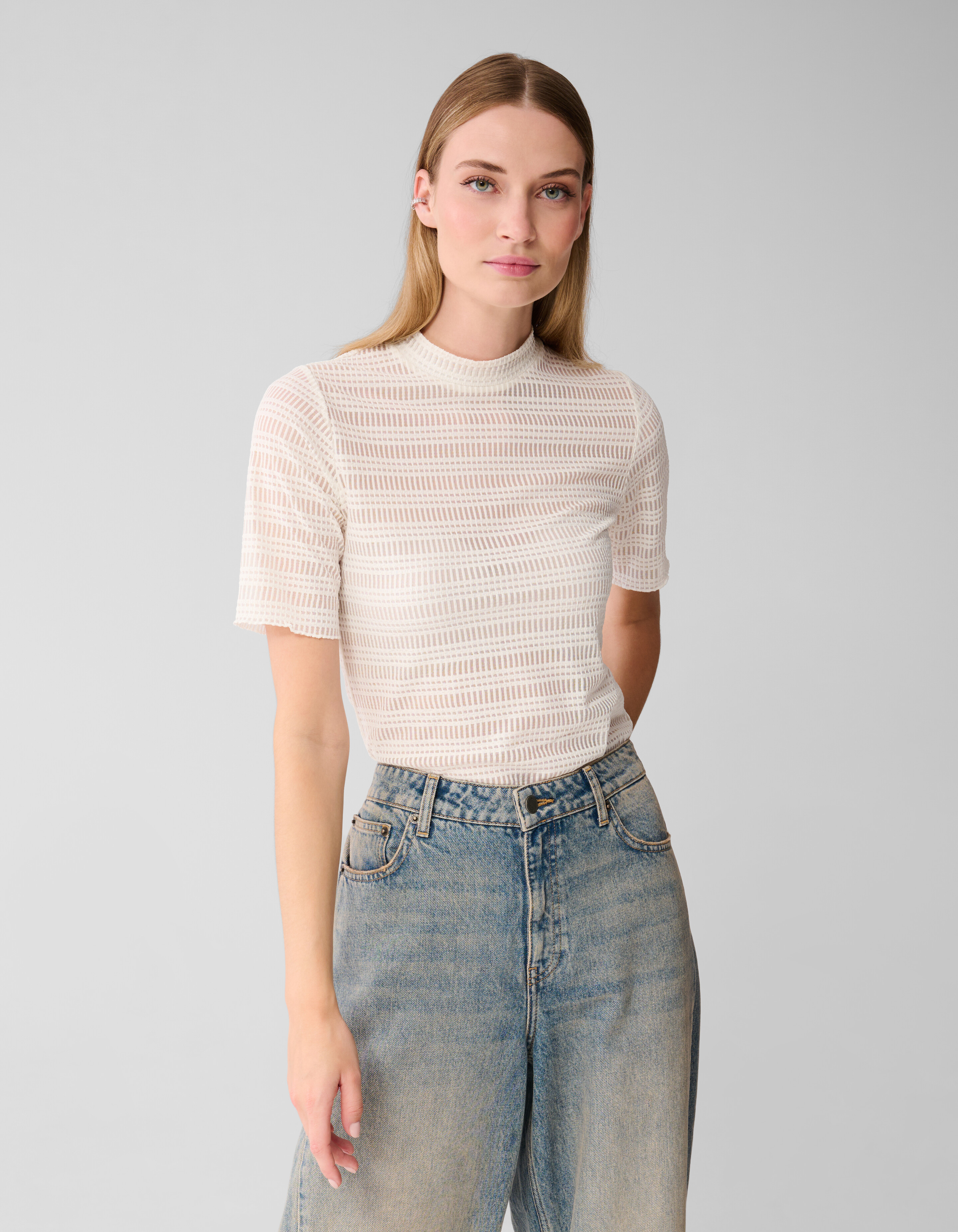 Mesh Texture Top Off Weiß SHOEBY WOMEN