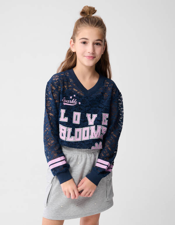 Baseball-Top mit Spitze, dunkelblau SHOEBY GIRLS