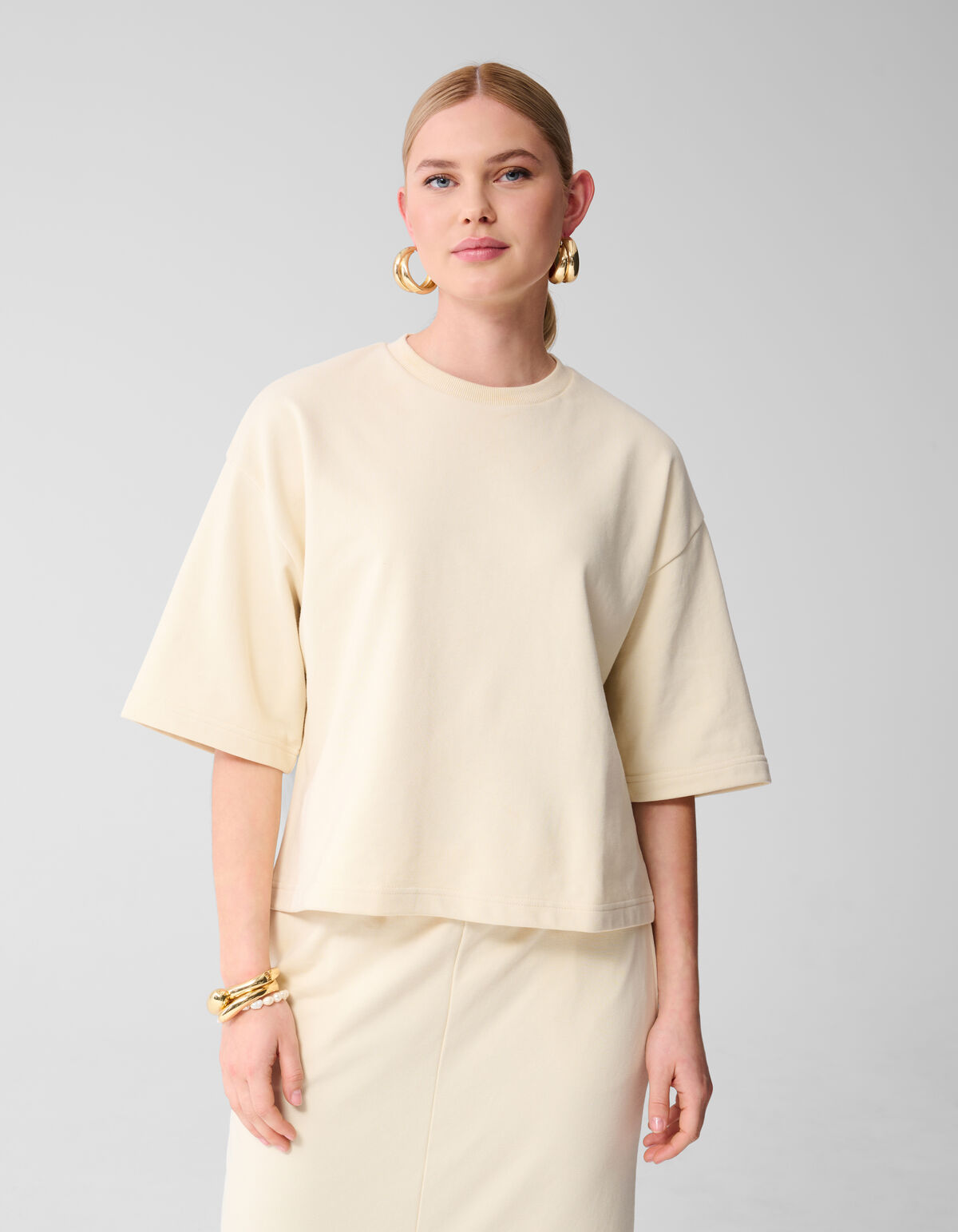 Sweat-T-Shirt in Übergröße Off White SHOEBY WOMEN