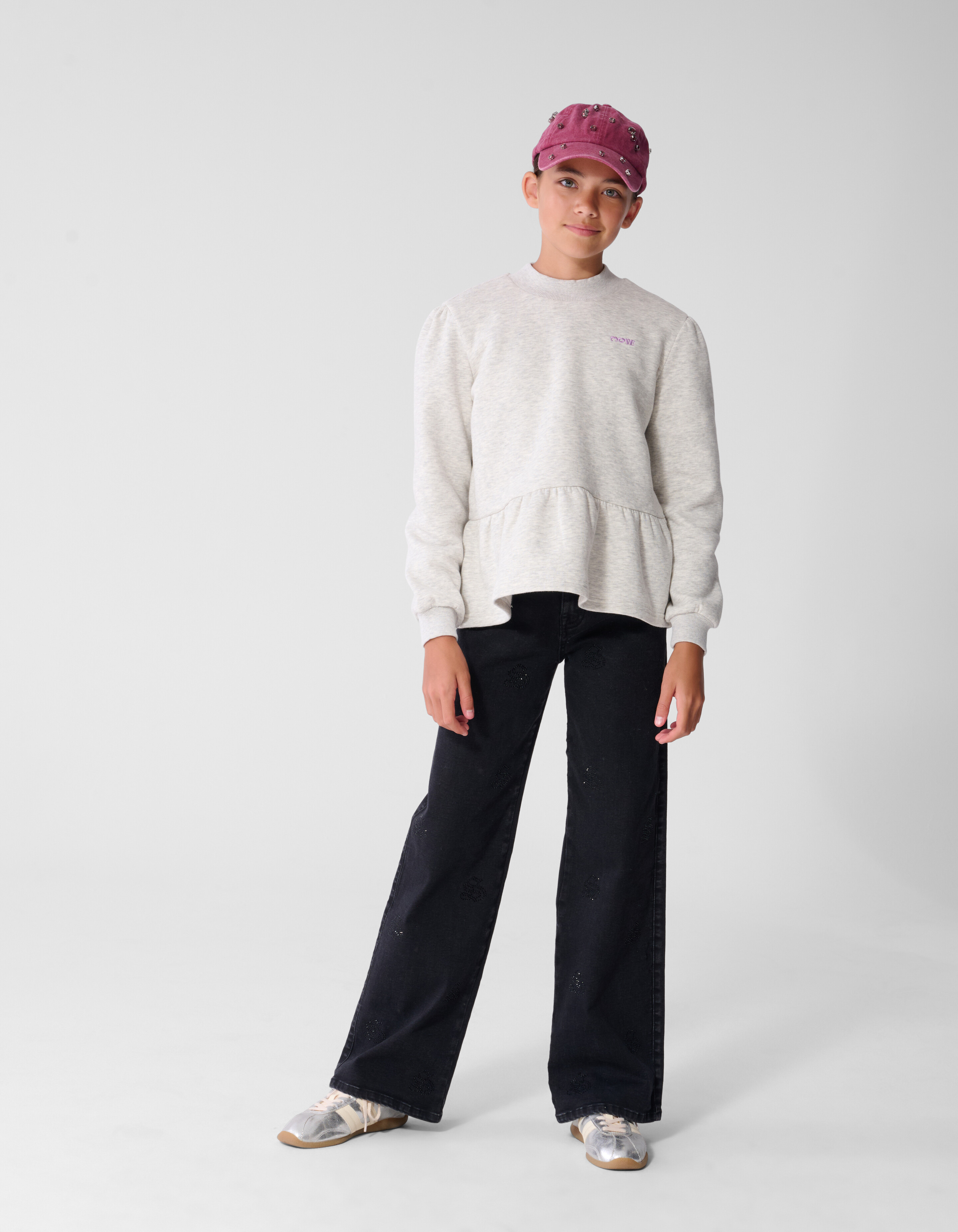 Shiny Wide Leg Fit Jeans in Schwarz SHOEBY GIRLS