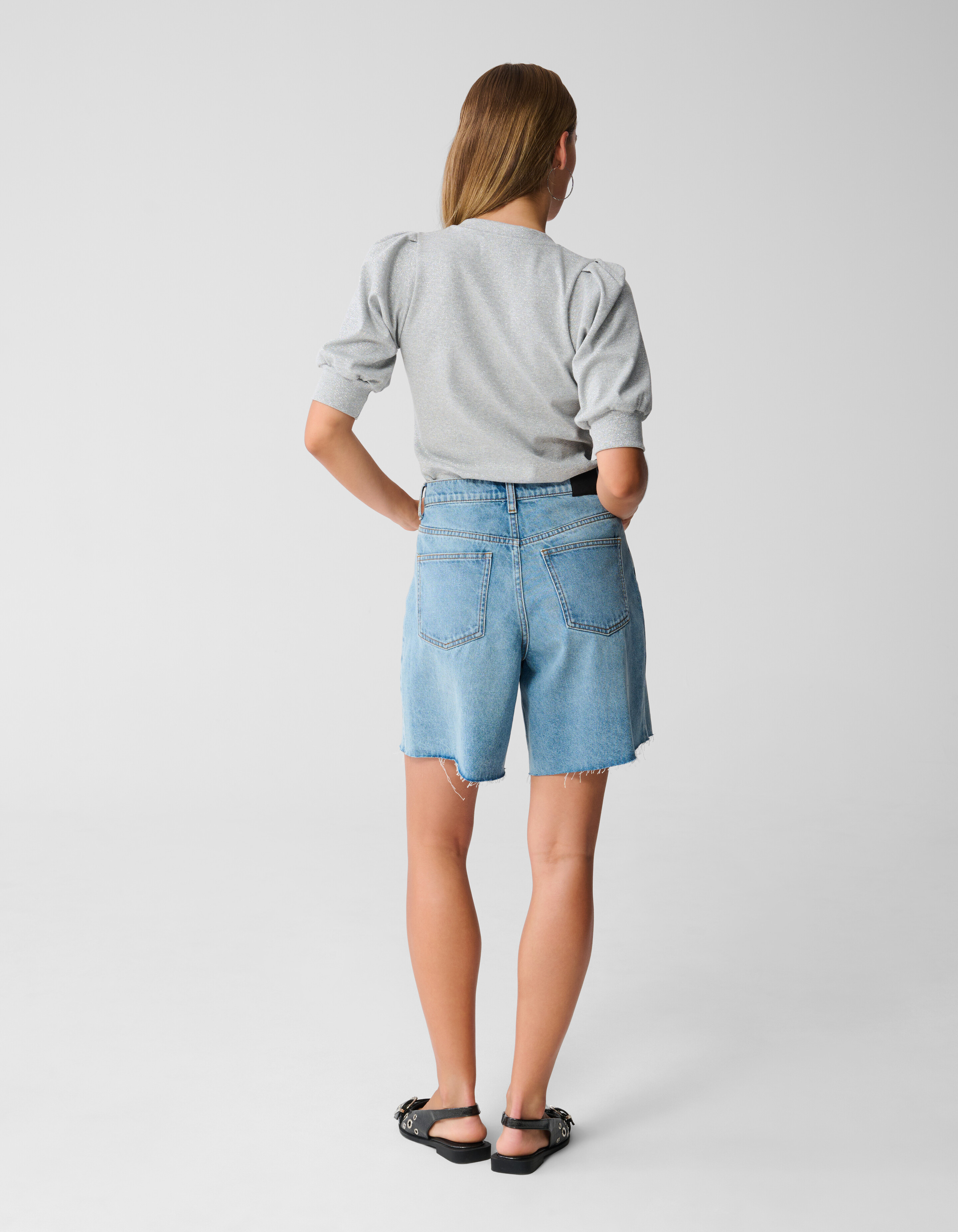 Puff-Top mit V-Ausschnitt Grau SHOEBY WOMEN