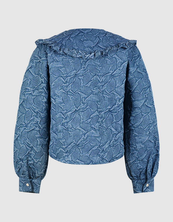 Jeansbluse mit großem Kragen, Blau SHOEBY WOMEN