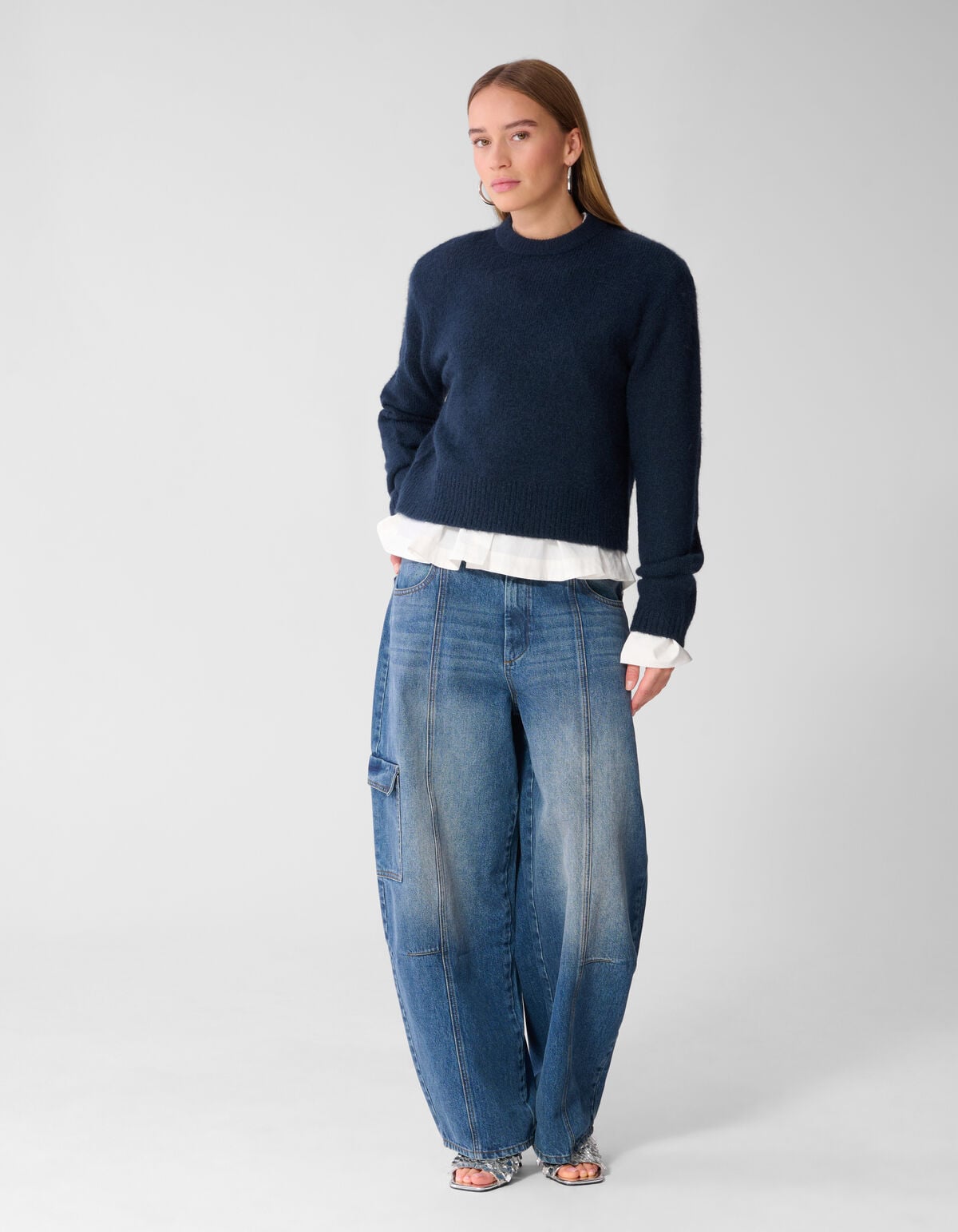 Shoulder Crew Strickpullover Dunkelblau SHOEBY WOMEN