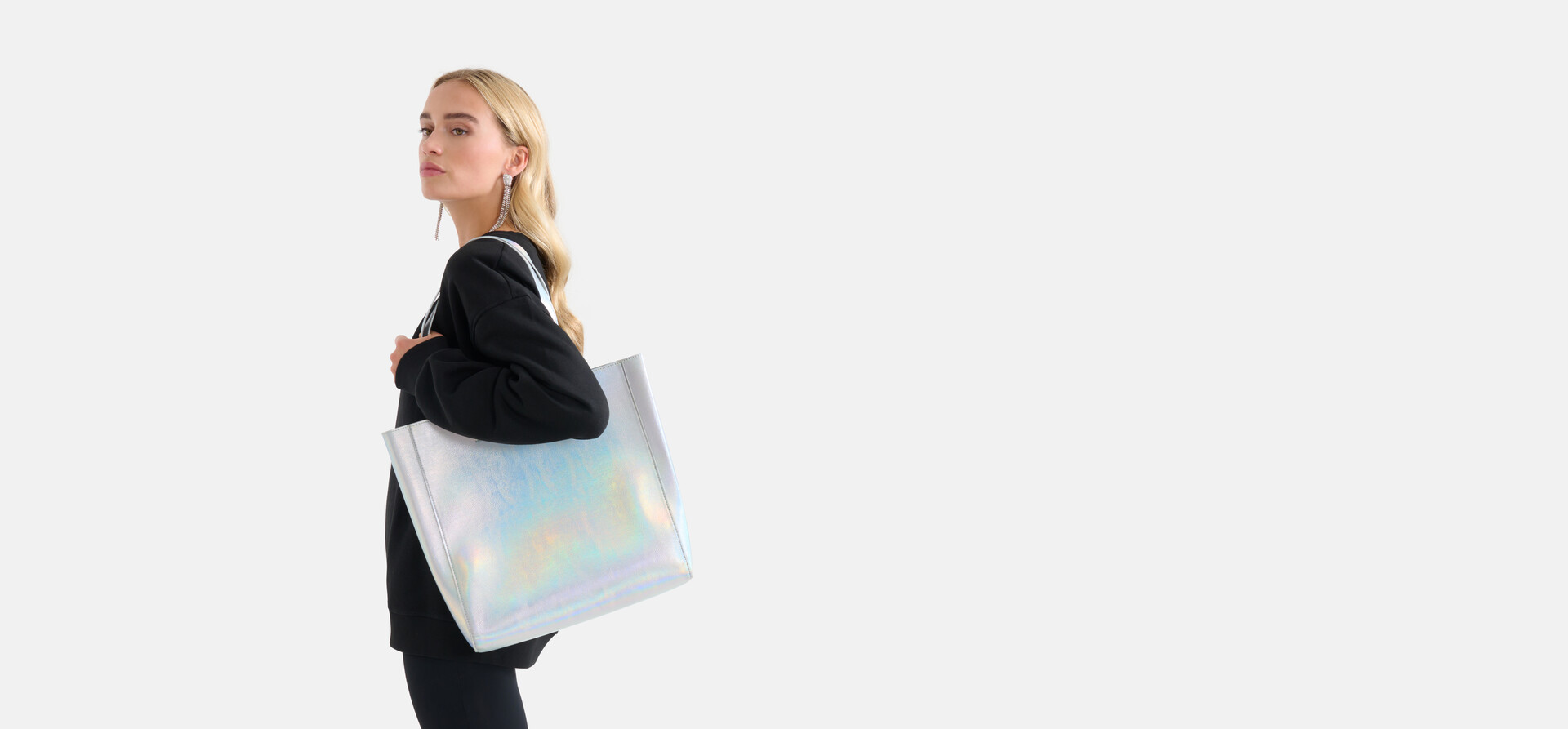 Metallic Shopper Tasche Silber SHOEBY ACCESSOIRES