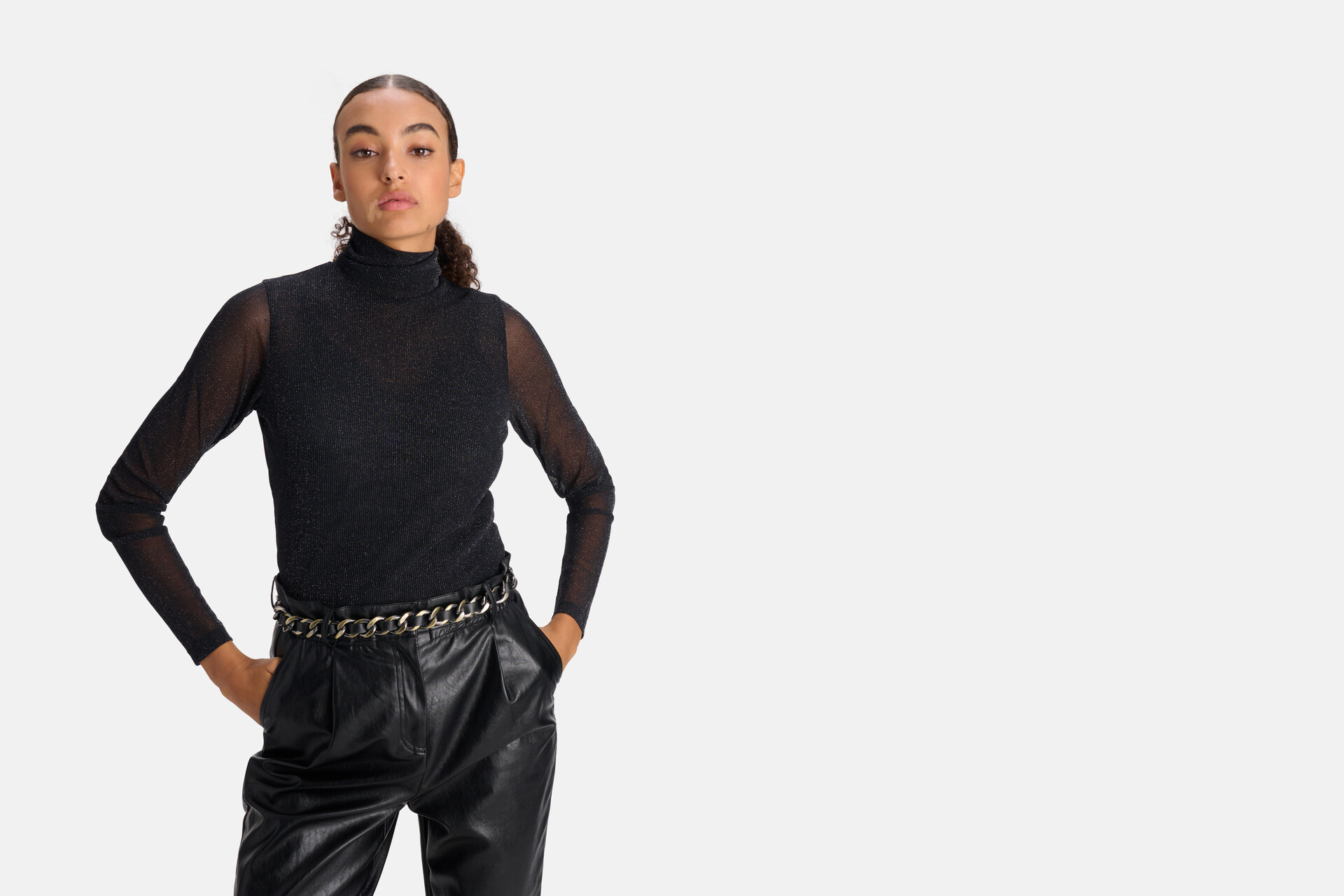 Lurex Mesh Top Schwarz SHOEBY WOMEN