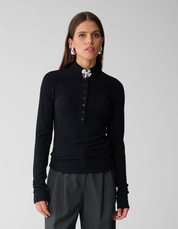 Blumen Polo Top Schwarz SHOEBY WOMEN