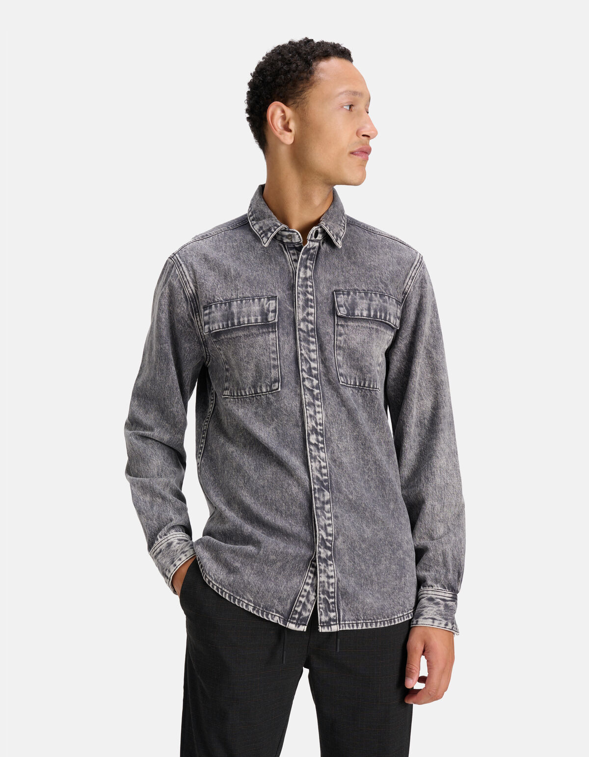 Denim-Hemd Grau SHOEBY MEN