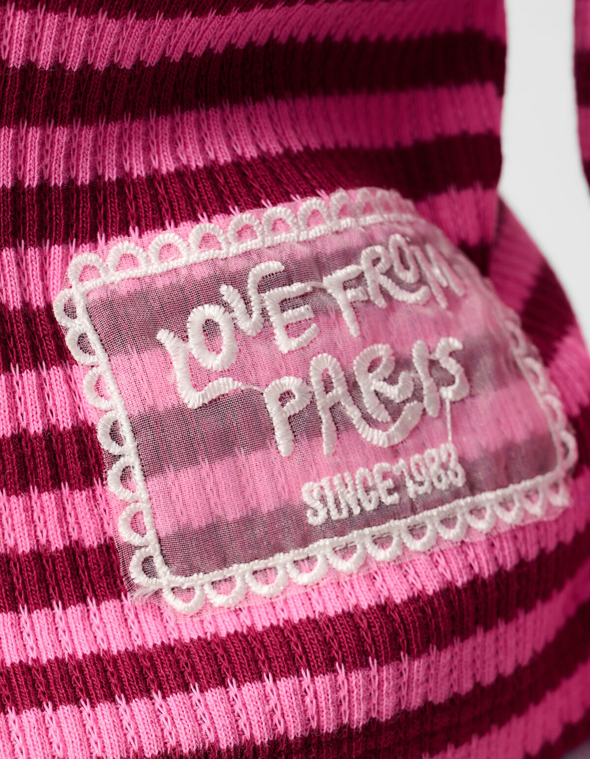 Gestreiftes Rüschentop Dunkelrot SHOEBY GIRLS