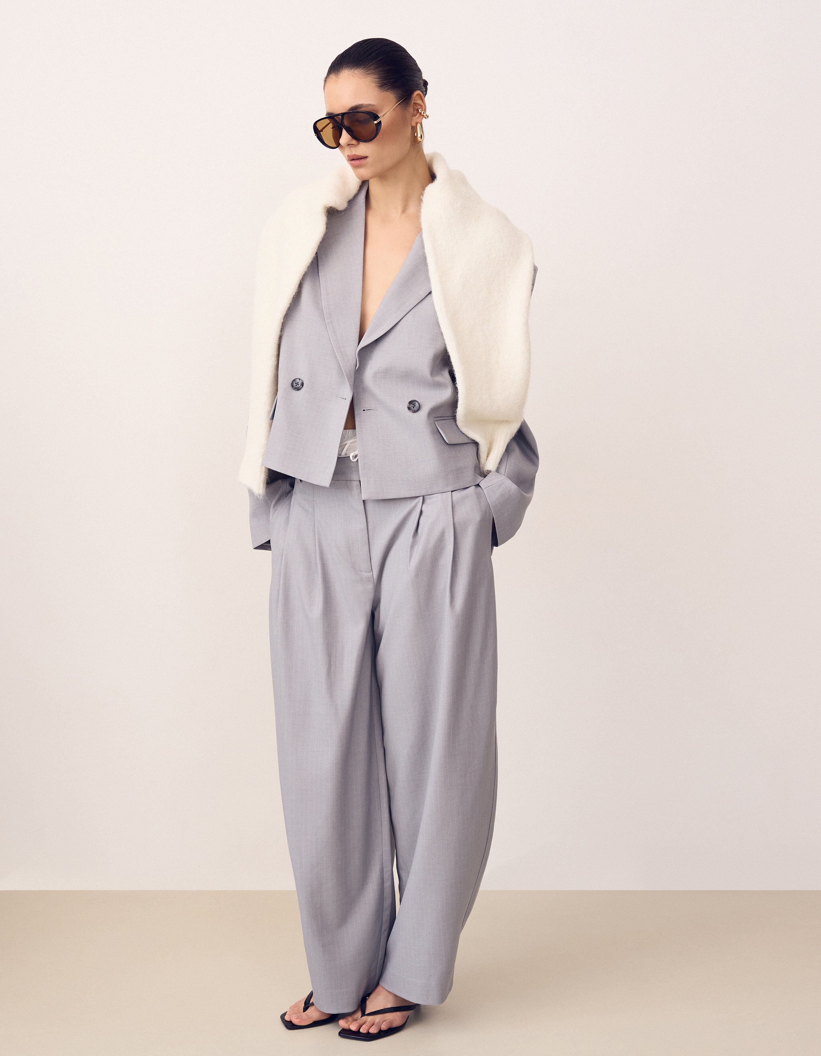 Pinstripe Barrel Fit Hose Hellgrau SHOEBY WOMEN