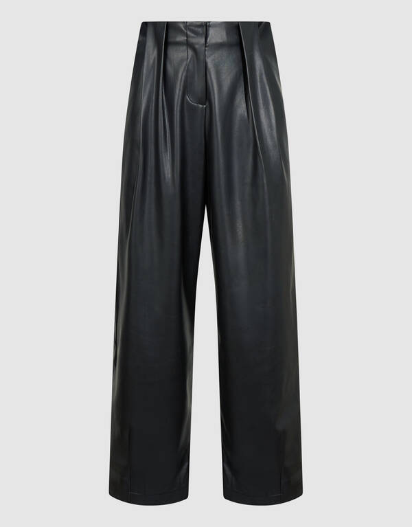 Vegane Leder Barrel-Fit-Hose Schwarz By Lonneke SHOEBY WOMEN