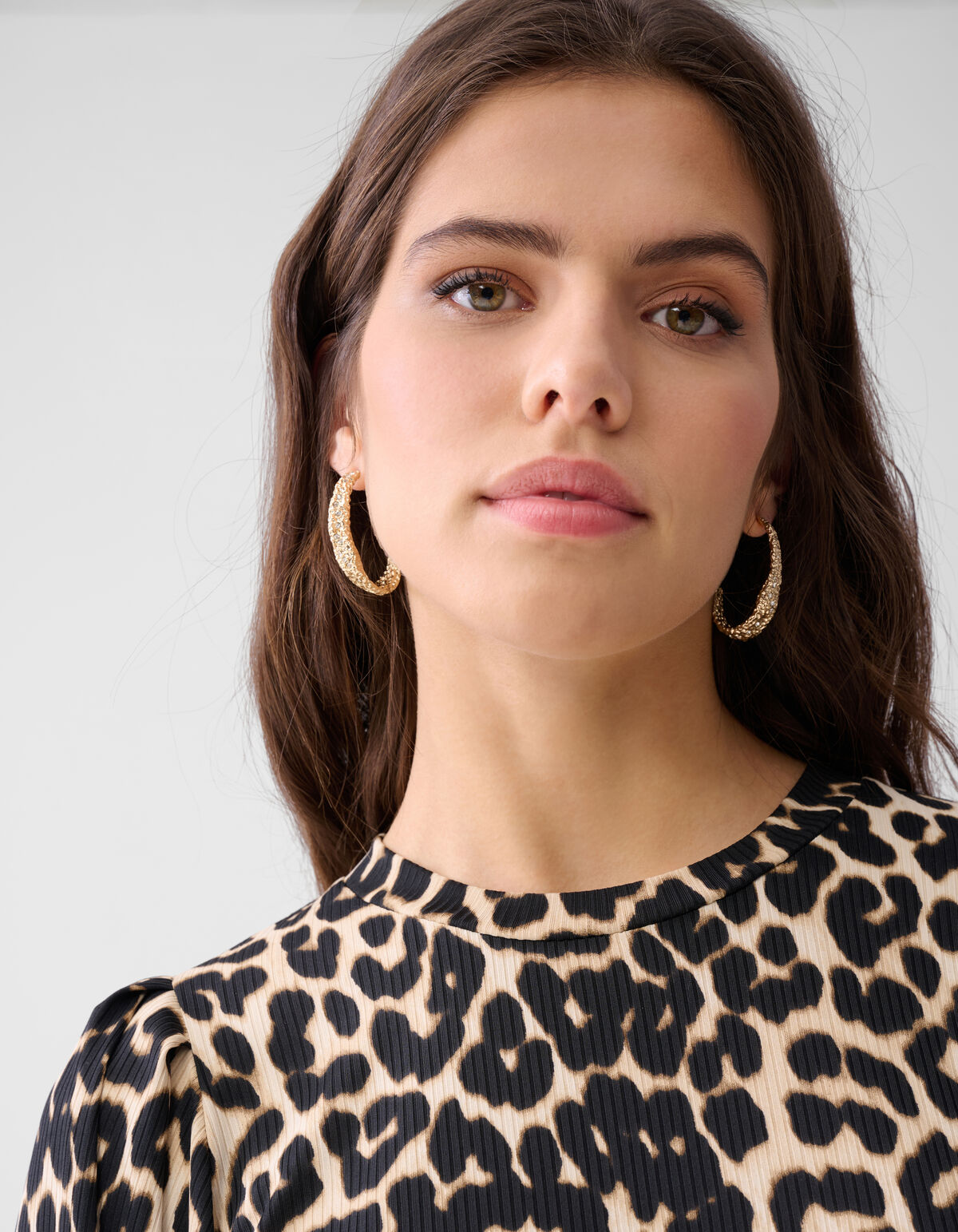 Leopardentop aus Rippenjersey Braun SHOEBY WOMEN