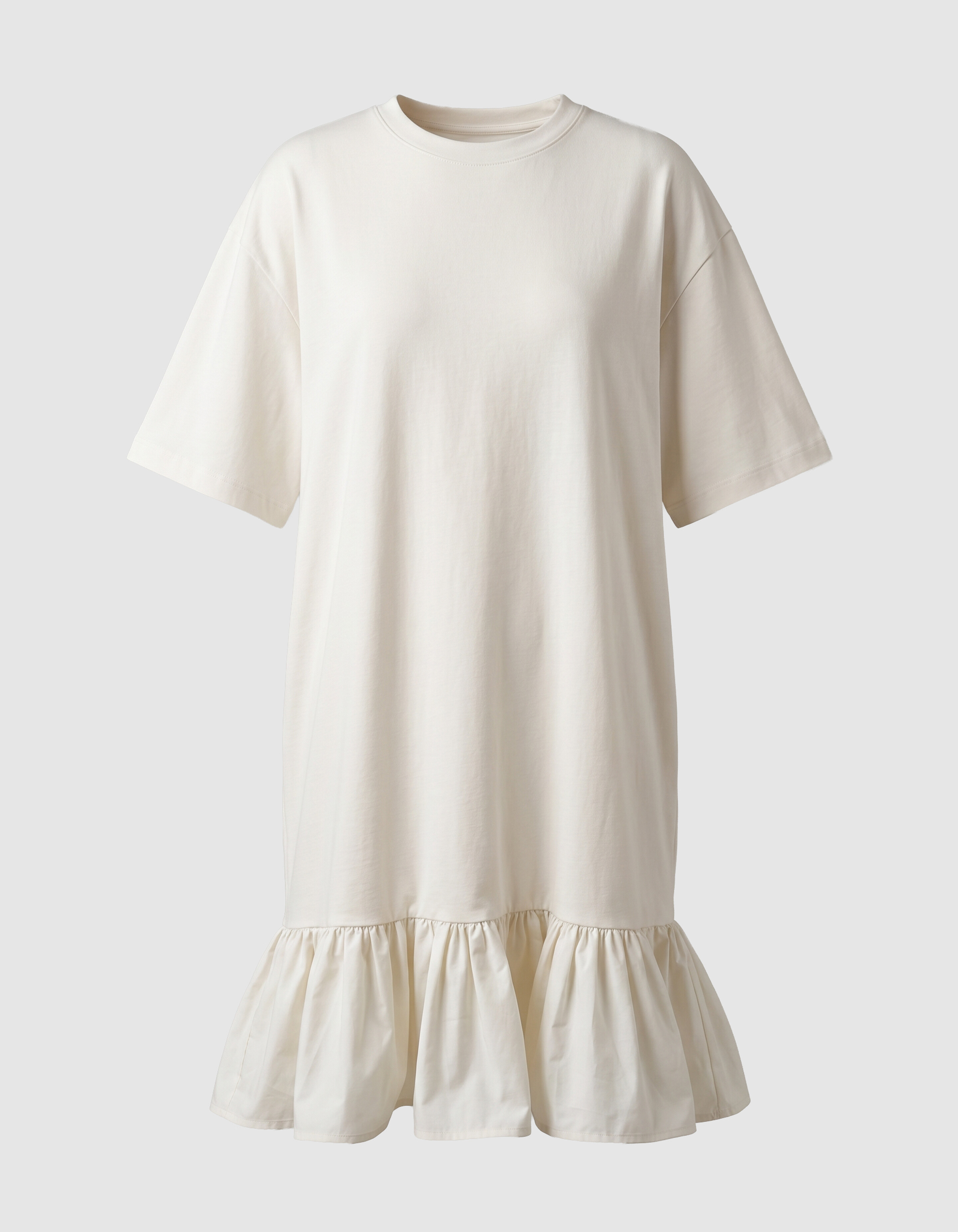 T-Shirt R&uuml;schen Maxi Kleid Gebrochen Wei&szlig; SHOEBY WOMEN