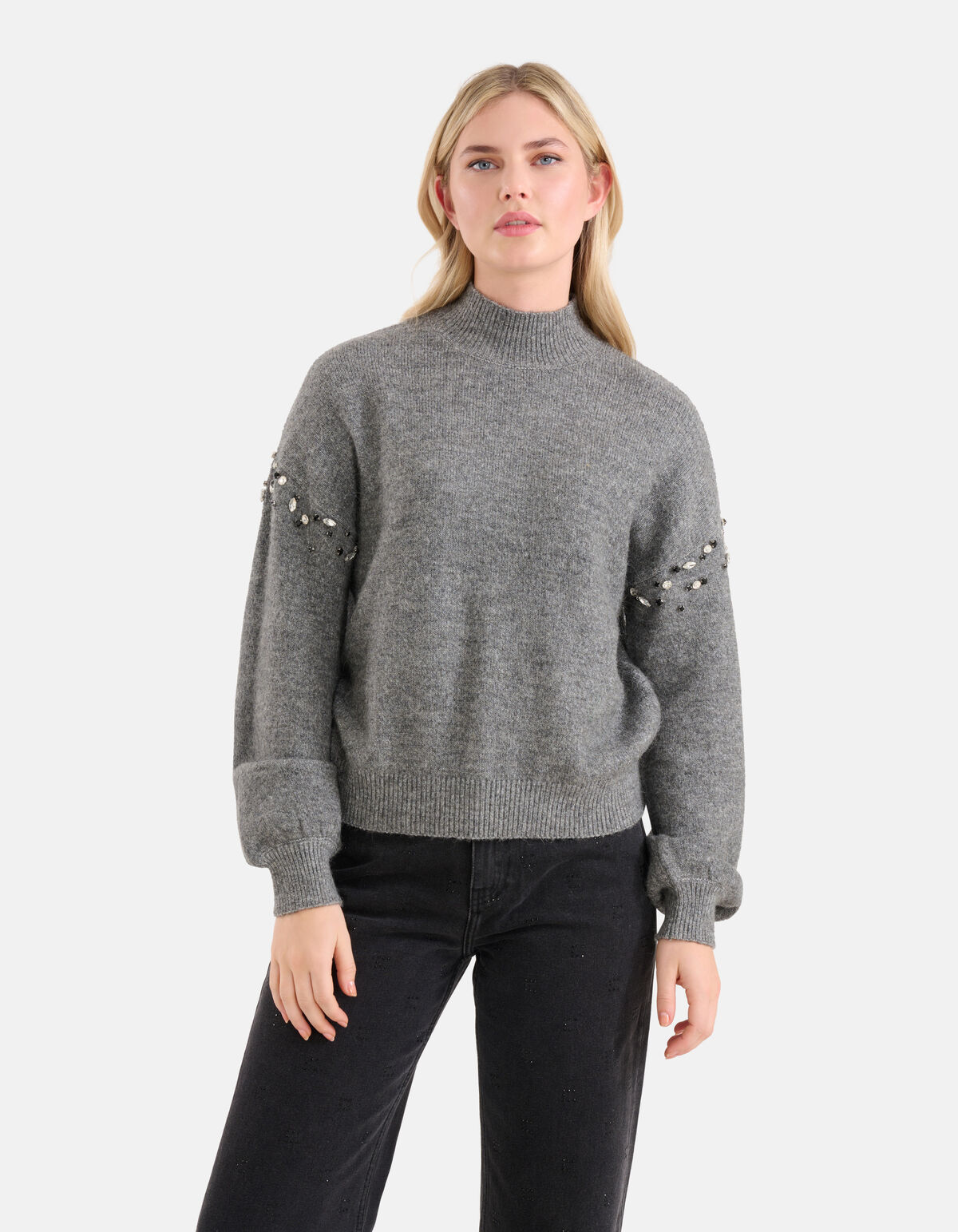 Nieten-Pullover Dunkelgrau SHOEBY WOMEN