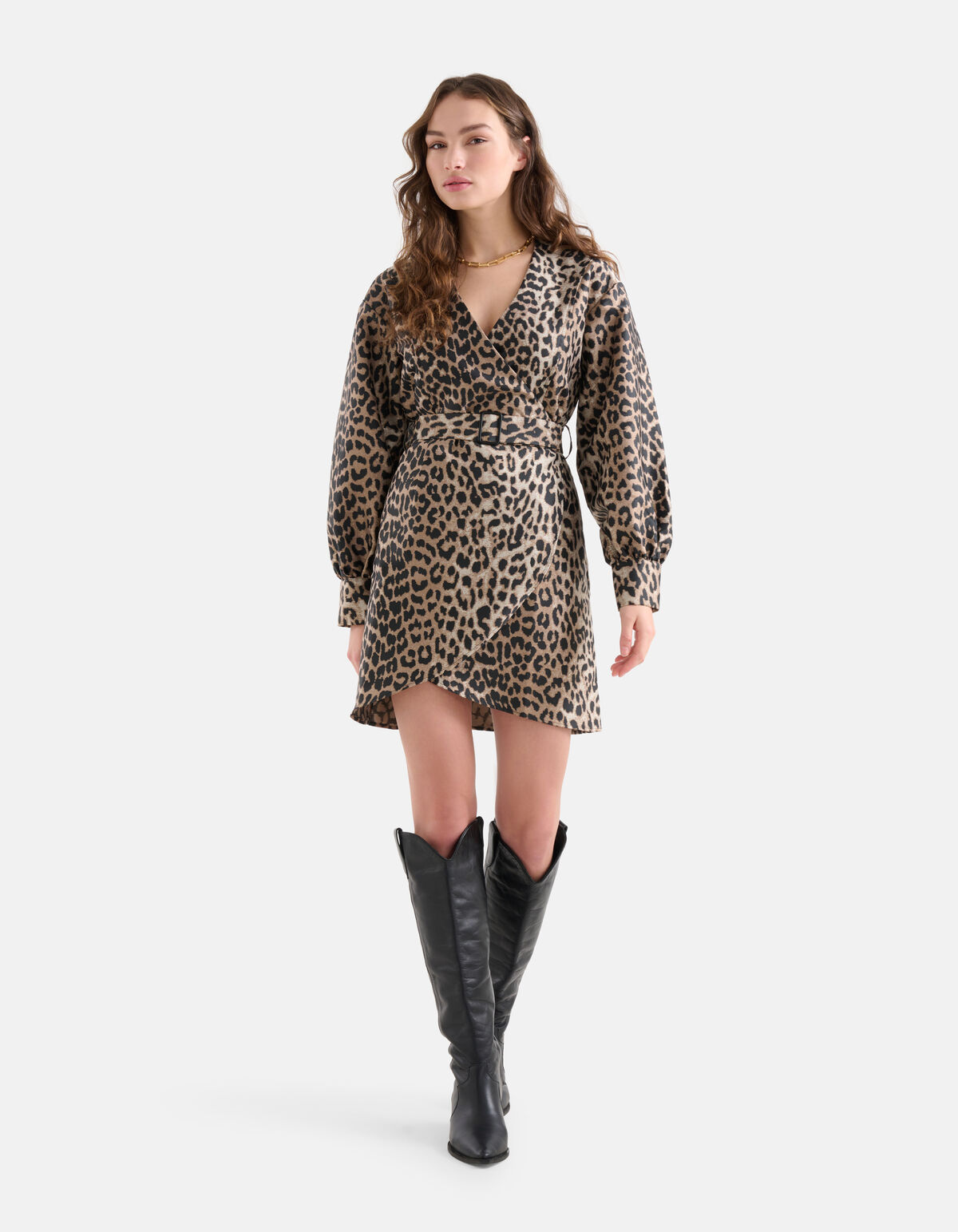 Leopard-Jacquard-Kleid Braun SHOEBY WOMEN