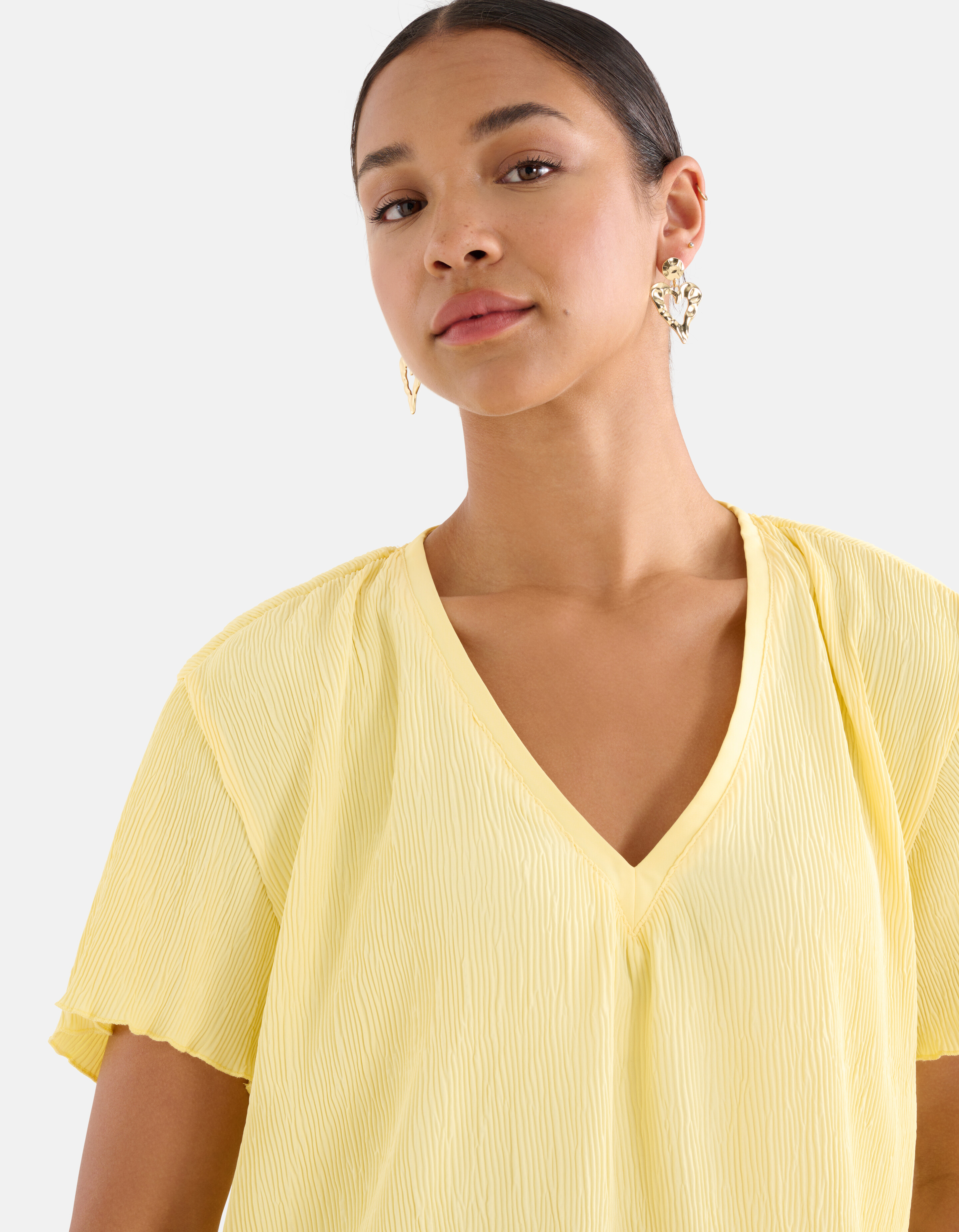 Crinkle-T-Shirt Gelb SHOEBY WOMEN