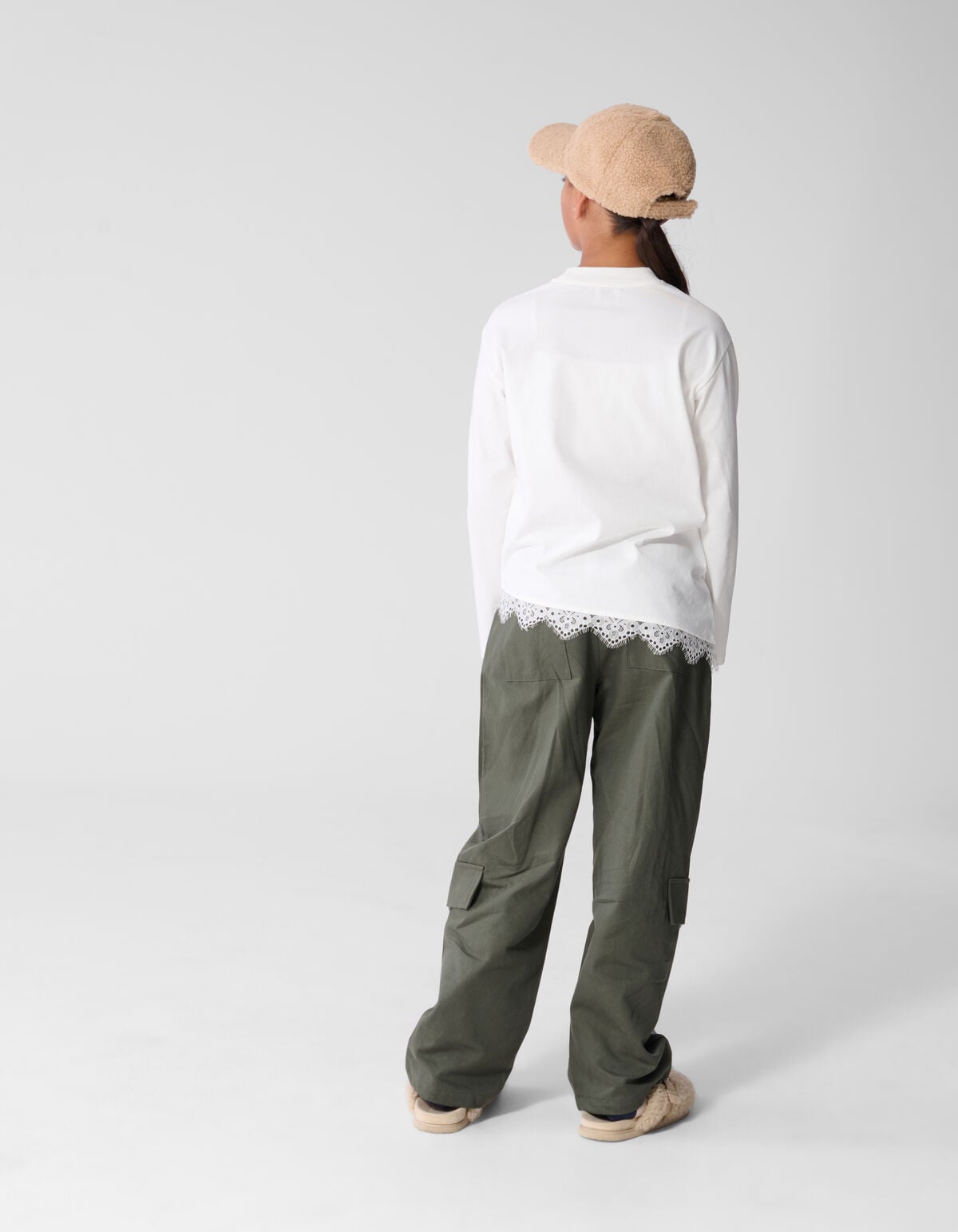 Asymmetrische Langarmshirt mit Spitze Wei&szlig; SHOEBY GIRLS