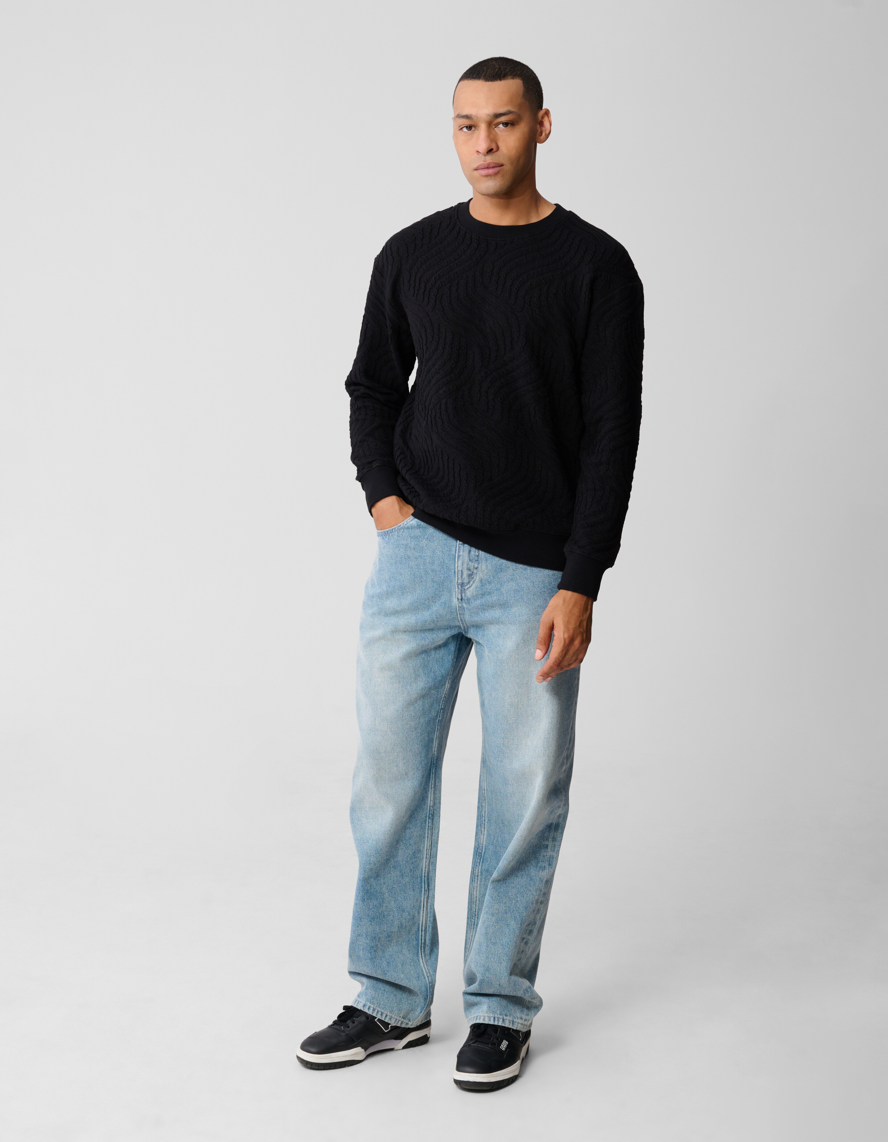 Wellenstruktur Pullover Schwarz SHOEBY MEN