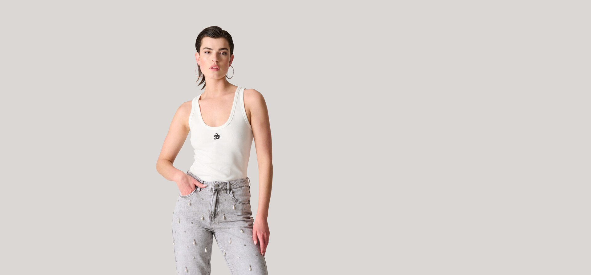 Shoeby Logo Tanktop Wit SHOEBY WOMEN