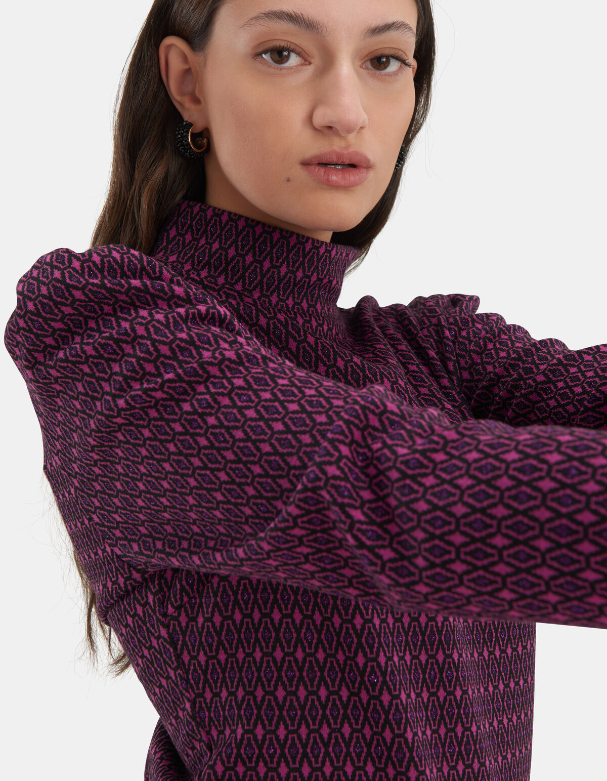 Top mit grafischem Druck Violett EKSEPT