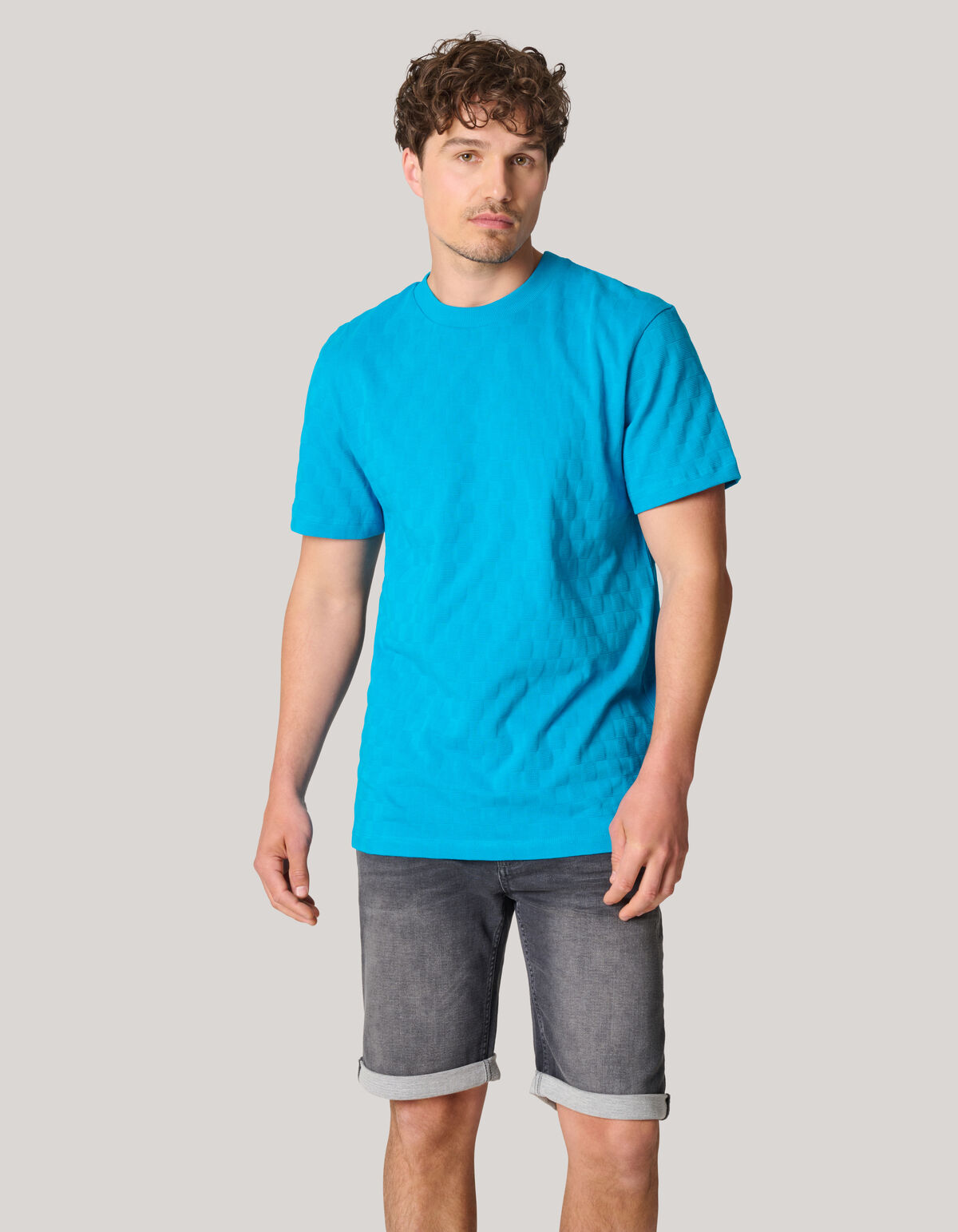Block Textur Shirt Blau SHOEBY MEN