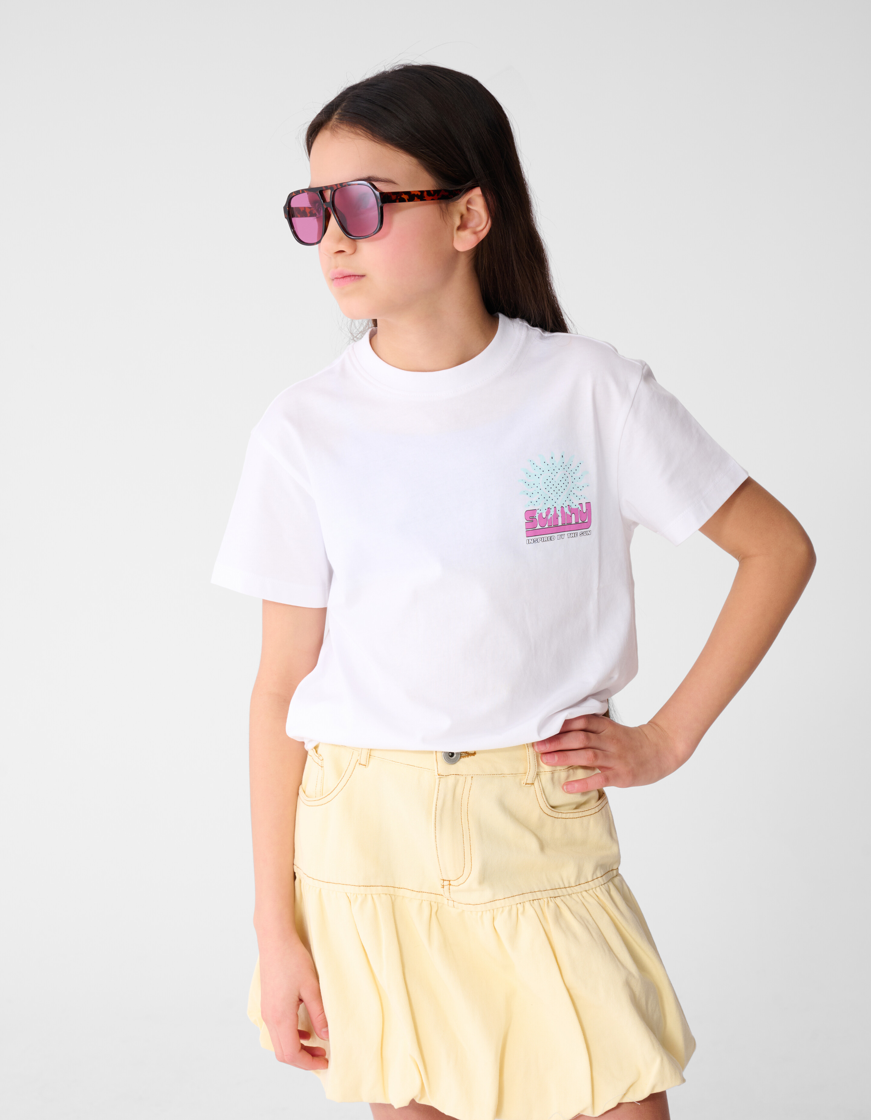 Sun Artwork T-Shirt Wei&szlig; SHOEBY GIRLS