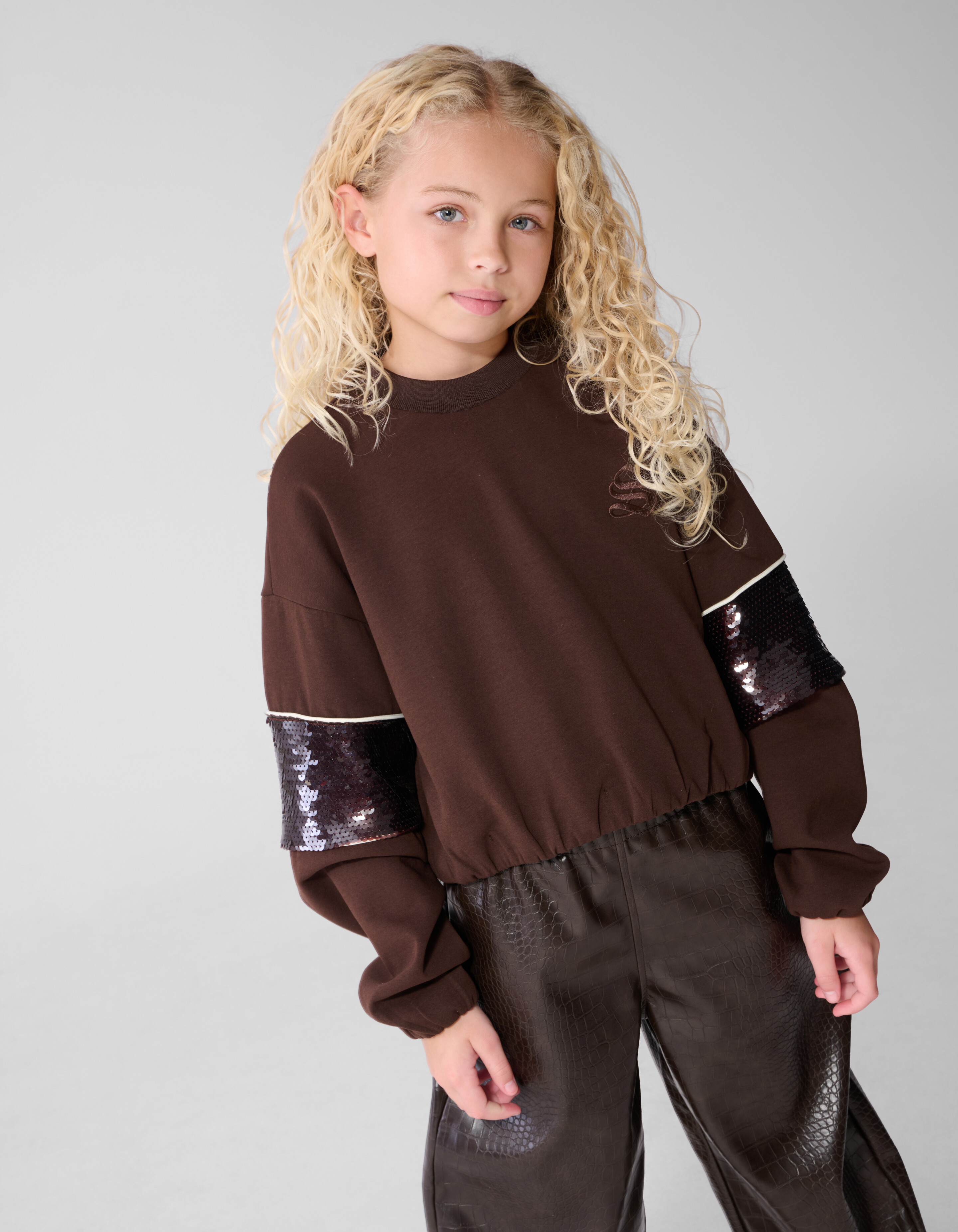 Sporty Pailletten Sweatshirt Braun SHOEBY GIRLS
