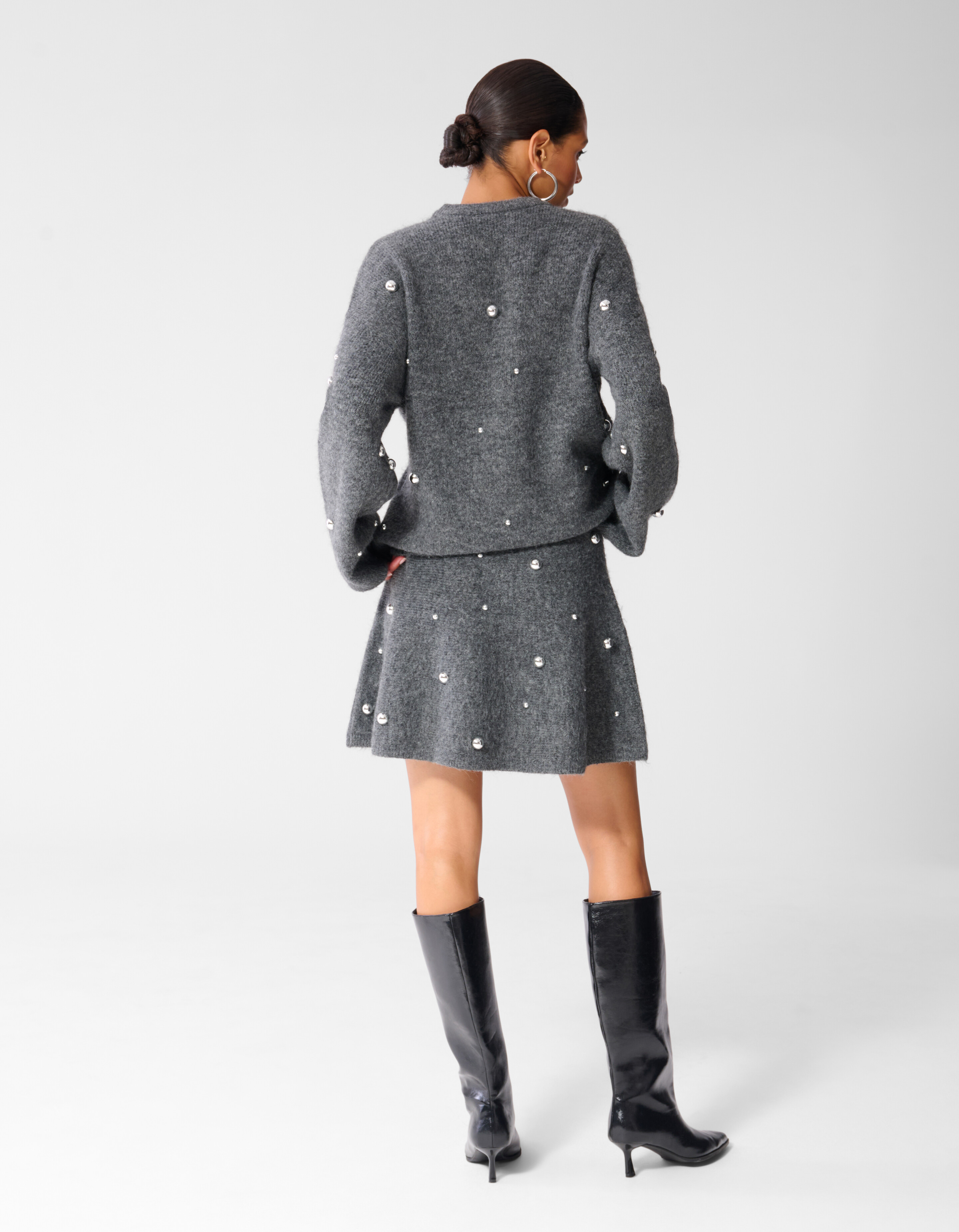 Gestrickter Rock mit Nieten grau SHOEBY WOMEN