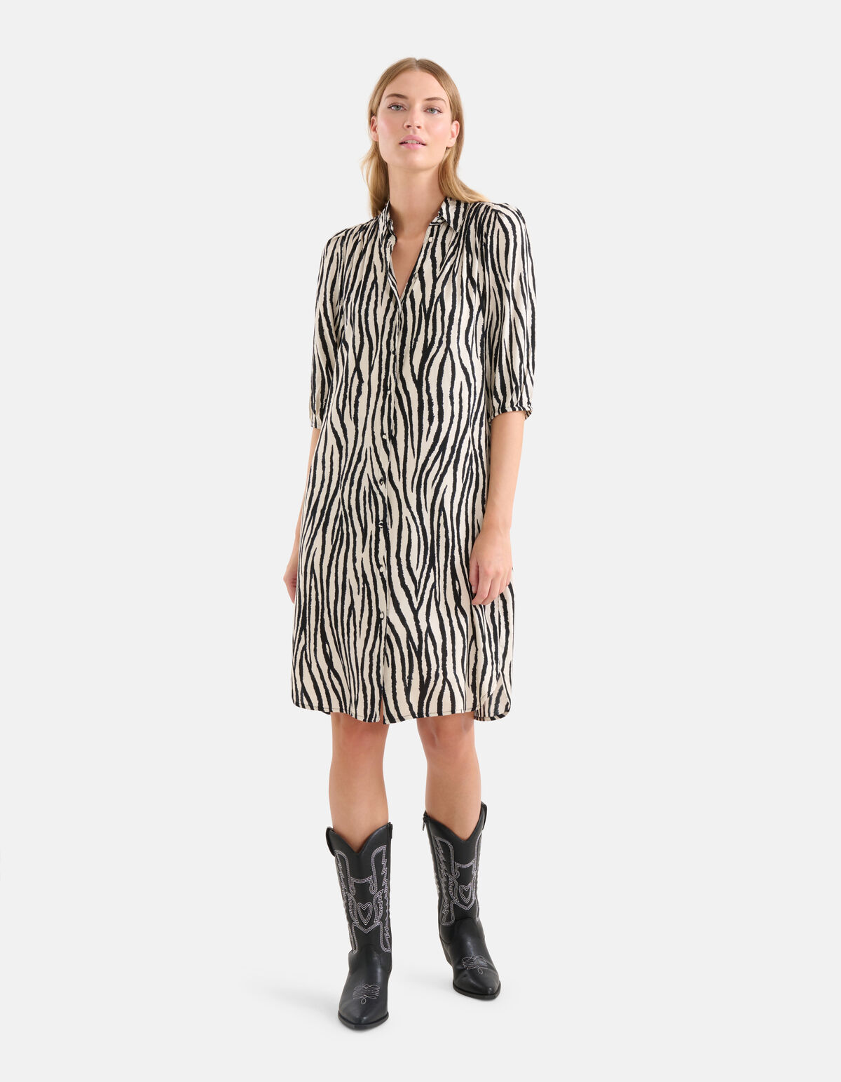 Zebra bedrucktes Kleid Schwarz/Weiß SHOEBY WOMEN