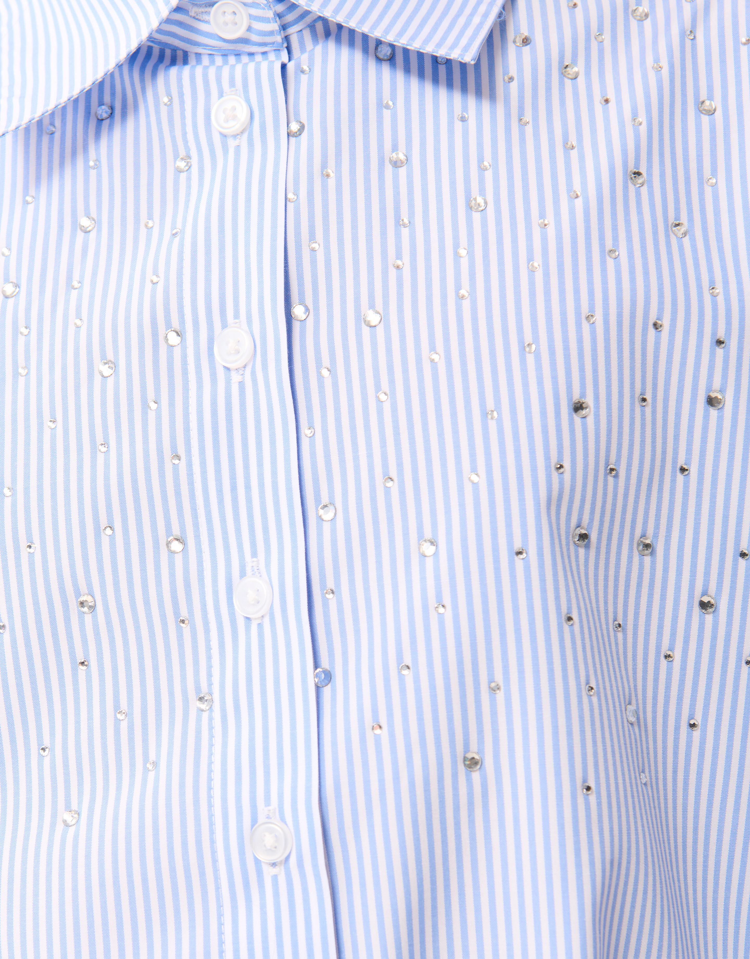 Gestreifte Strass Bluse Himmelblau SHOEBY GIRLS