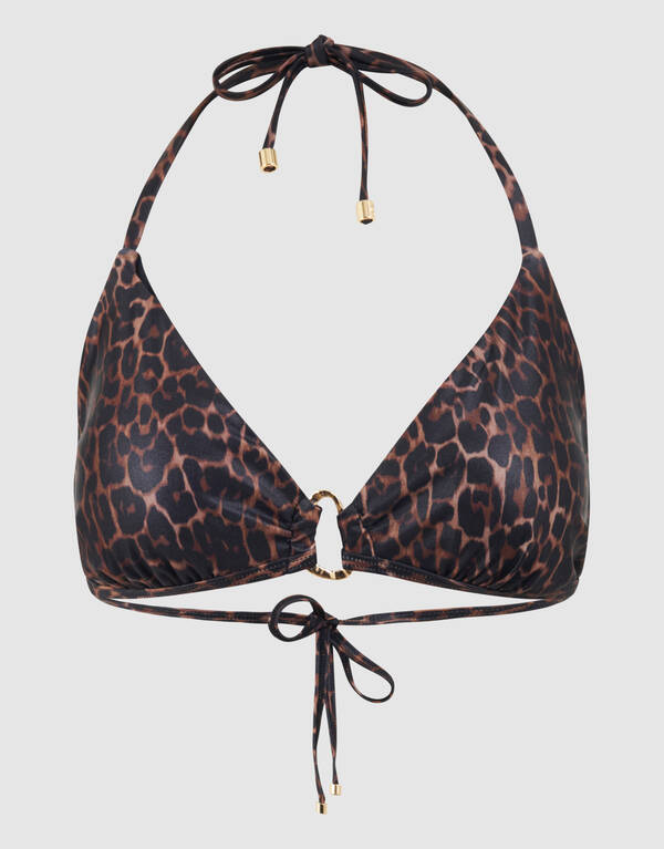 Organisches Leoparden-Bikinioberteil Dunkelbraun SHOEBY ACCESSOIRES