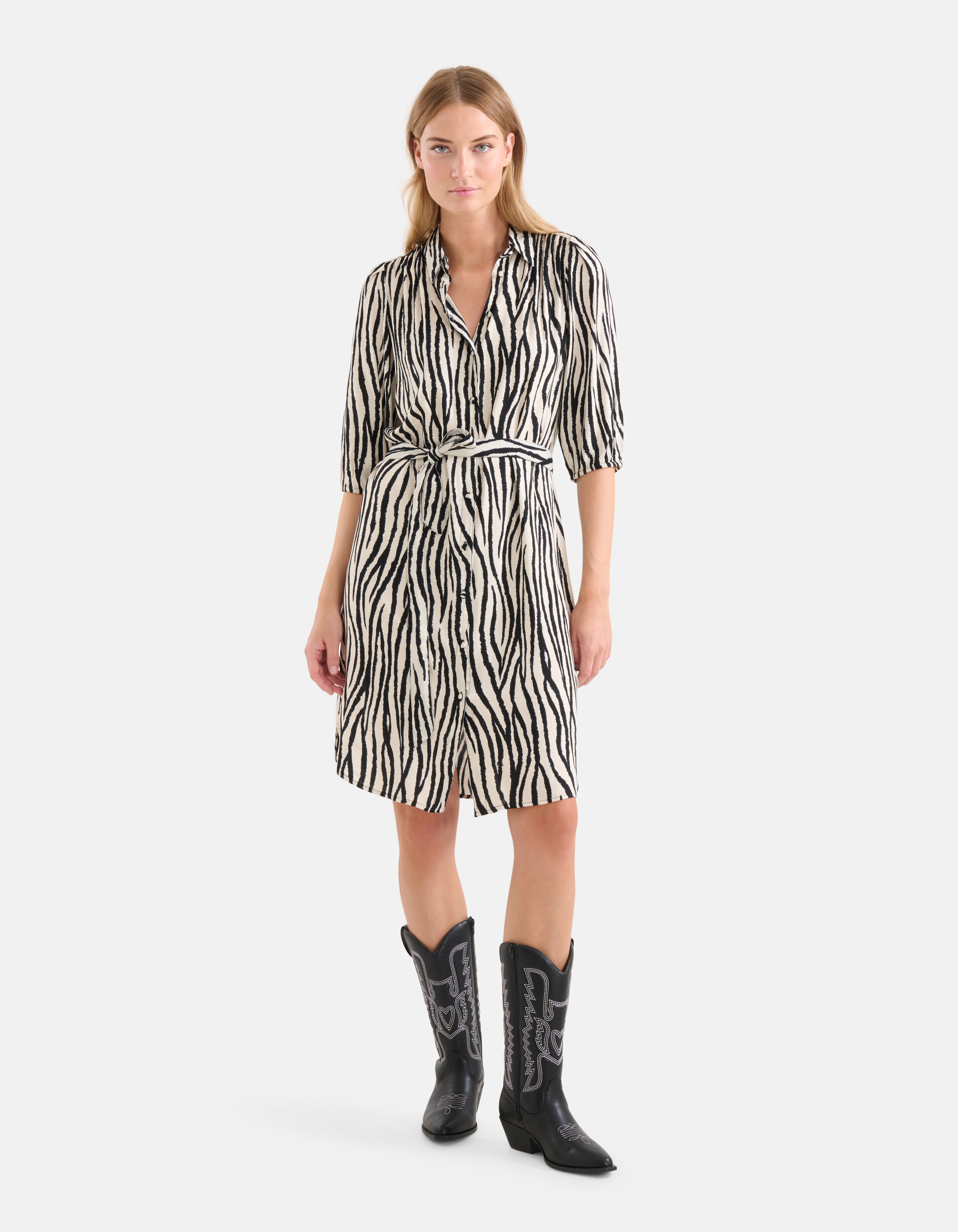 Zebra bedrucktes Kleid Schwarz/Weiß SHOEBY WOMEN