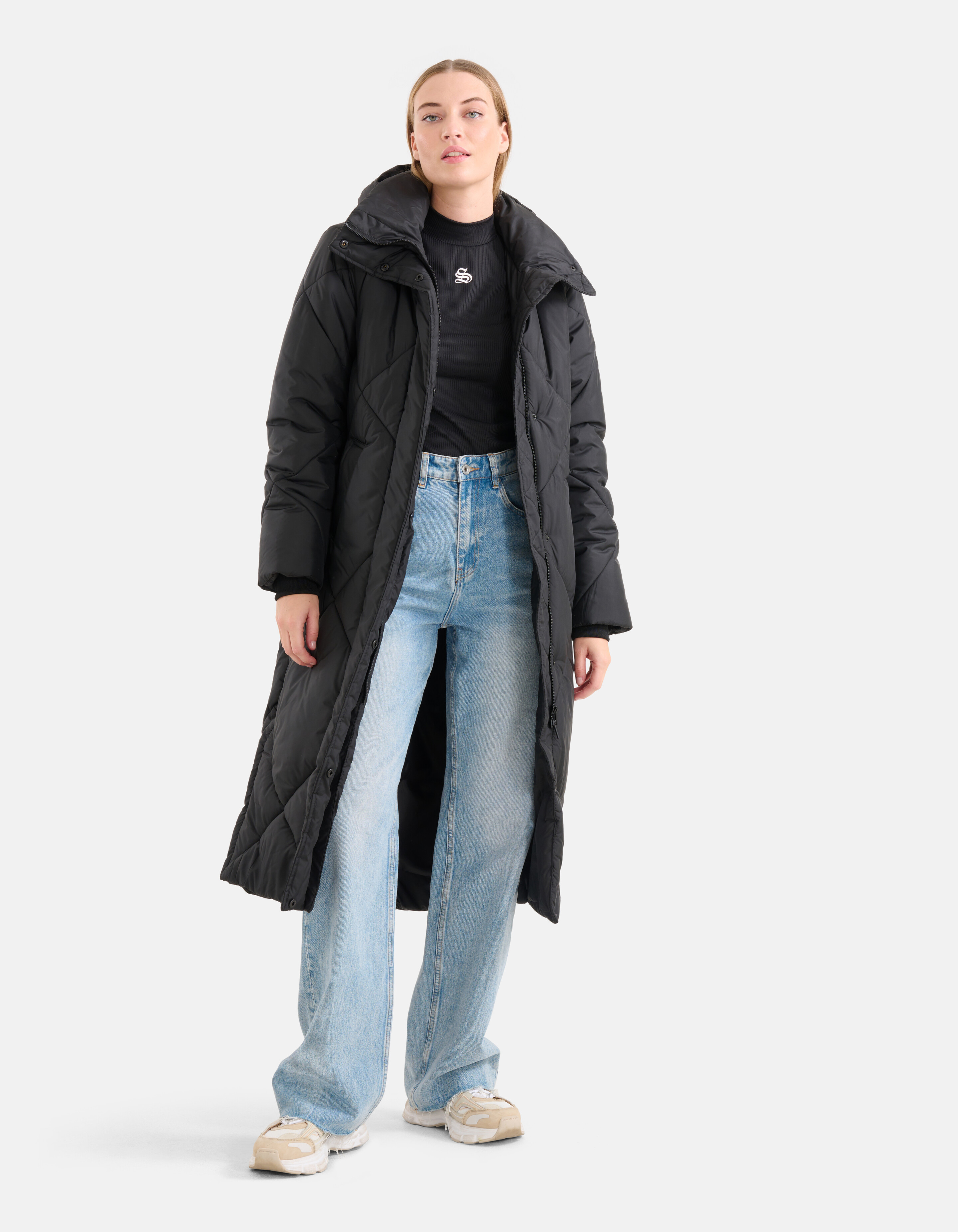 Lange Pufferjacke Schwarz SHOEBY WOMEN