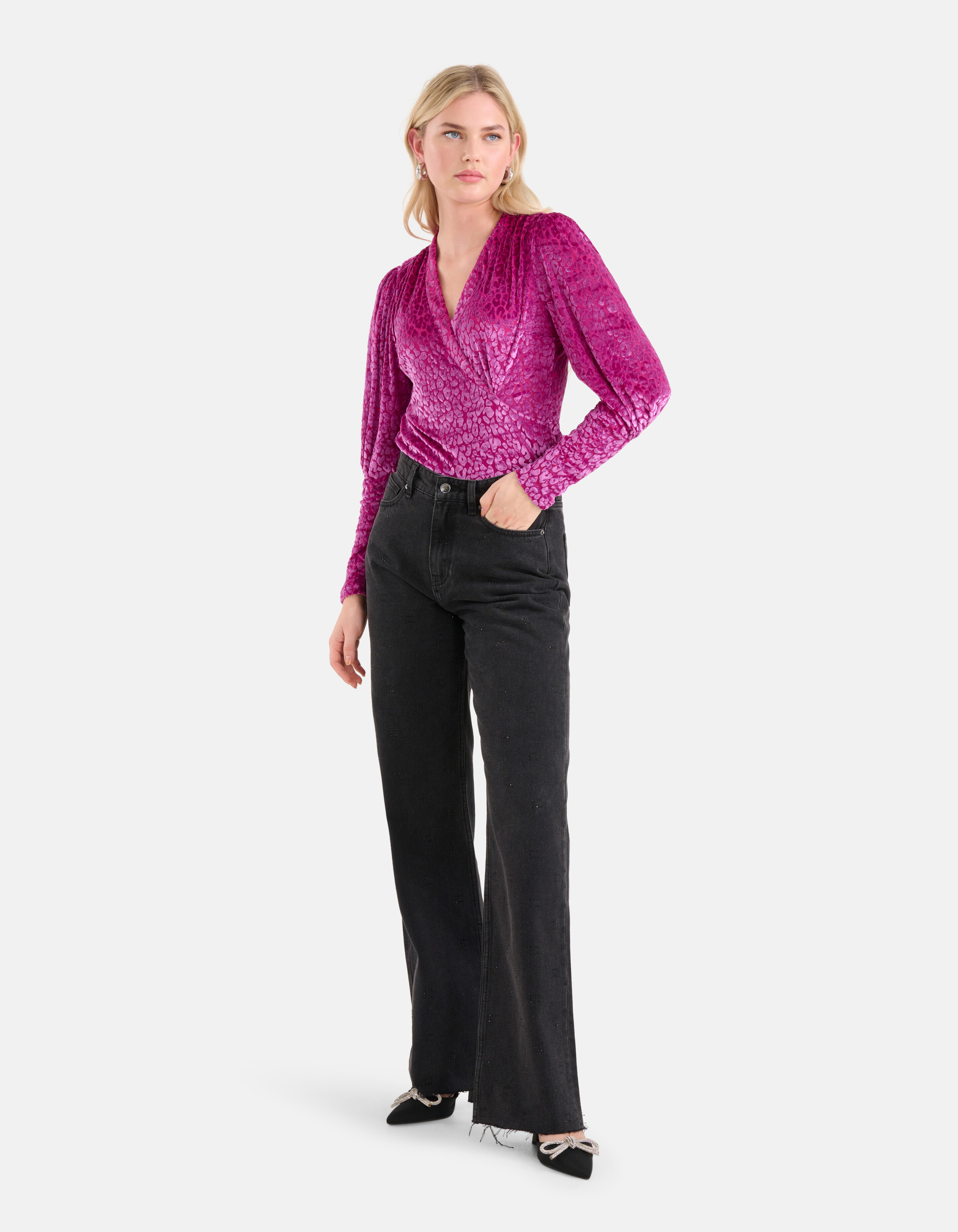 Samt Mesh Top Lila SHOEBY WOMEN