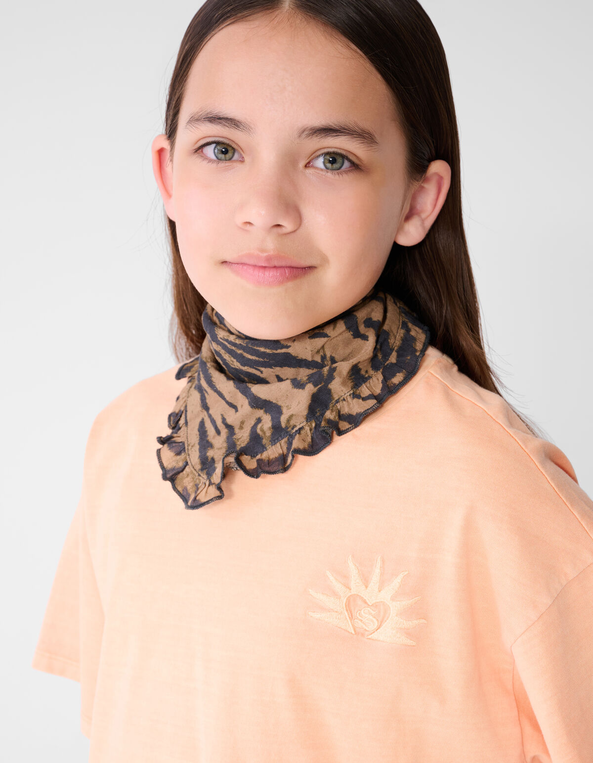 Strik Stickerei T-Shirt Hellorange SHOEBY GIRLS