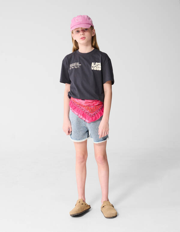 Aloha Vibes Artwork T-shirt Donkergrijs SHOEBY GIRLS