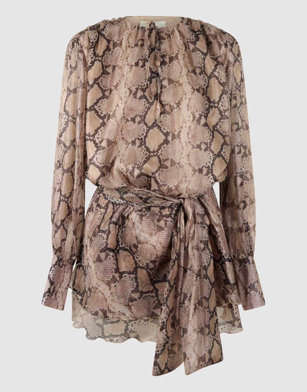 Schlange R&uuml;sche Mini Kleid Hellbraun SHOEBY WOMEN