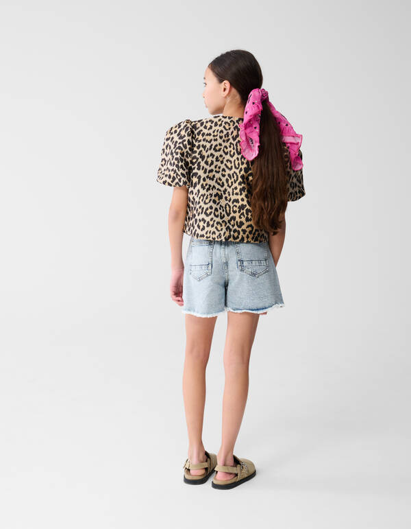 Leopard Puffärmel Blazer Hellbraun SHOEBY GIRLS
