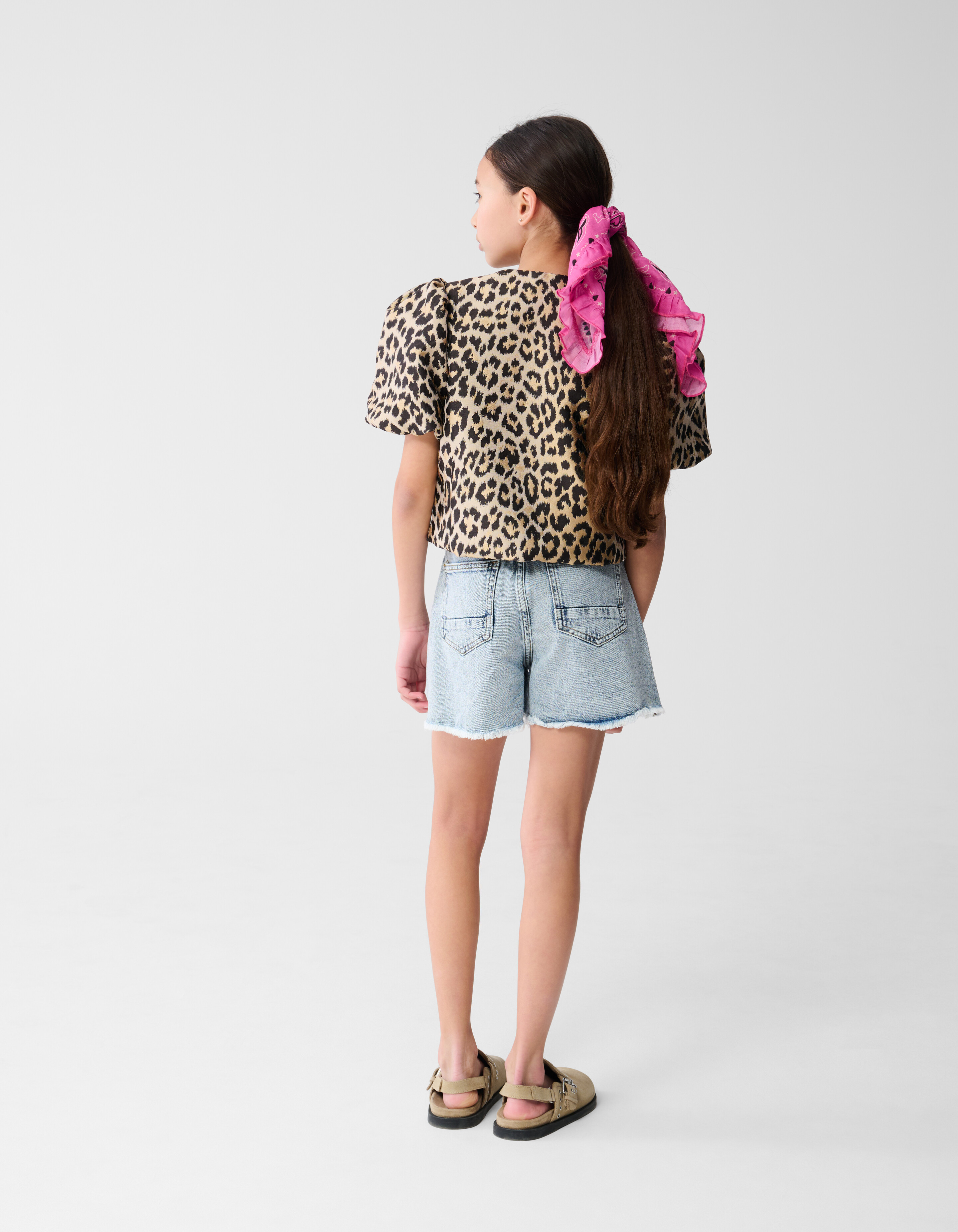 Leopard Puffärmel Blazer Hellbraun SHOEBY GIRLS