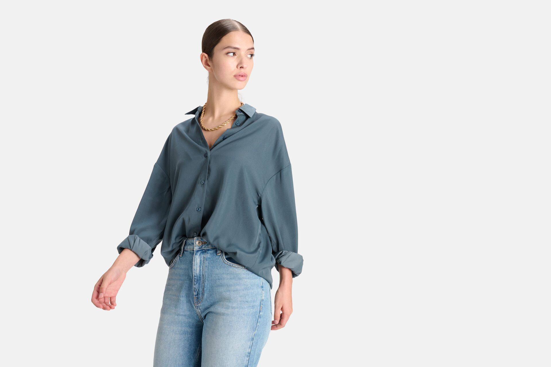 Satinbluse Dunkelblau SHOEBY WOMEN