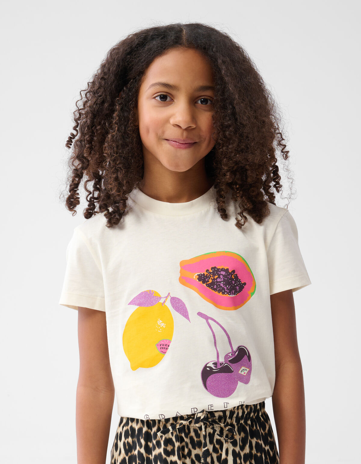 Obst Glitzer-T-Shirt Off White SHOEBY GIRLS