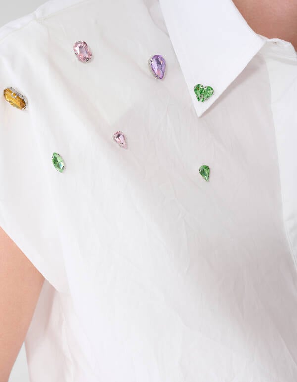 Strass-Popeline-Bluse Wei&szlig; SHOEBY WOMEN