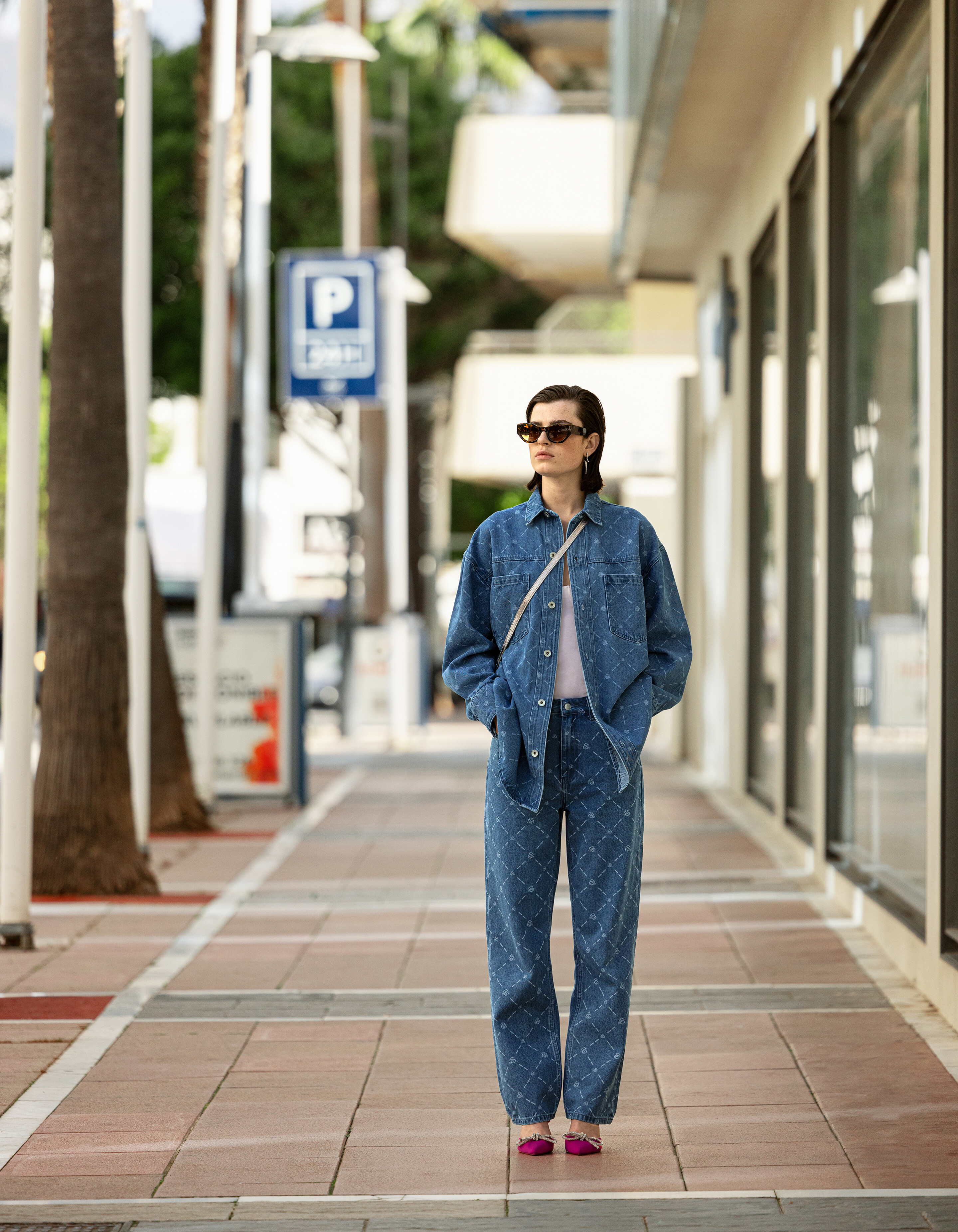 Bedruckte Straight Jeans Blau SHOEBY WOMEN