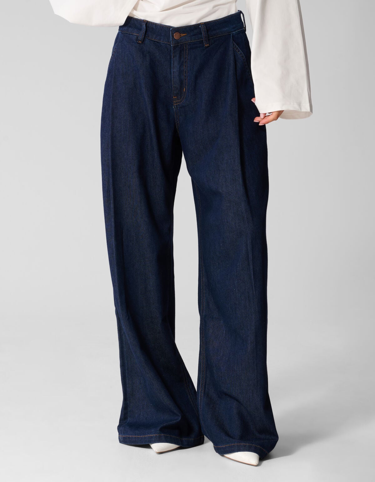 Jeans im Pleated Wide Leg Fit Dunkelblau SHOEBY WOMEN