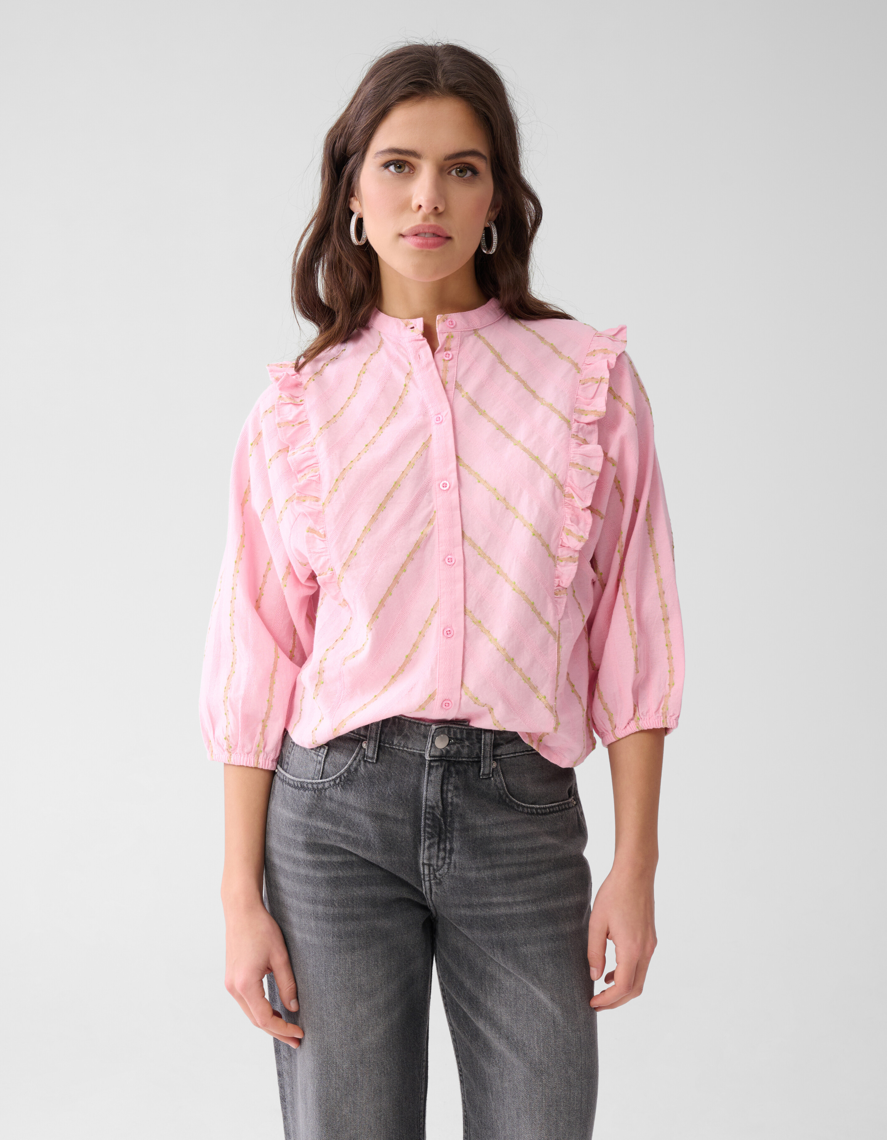 Jacquard-Rüschenbluse Rosa SHOEBY WOMEN