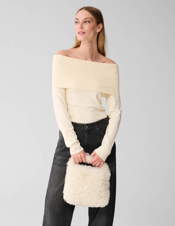 Fluffy Fur Tasche Gebrochenes Weiß SHOEBY ACCESSOIRES