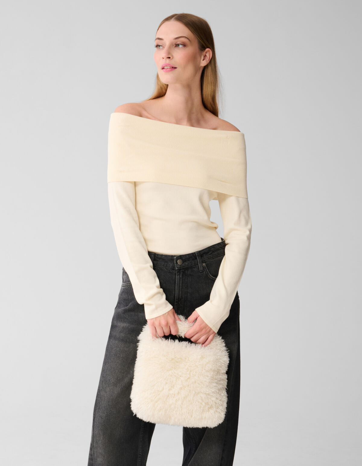 Fluffy Fur Tasche Gebrochenes Weiß SHOEBY ACCESSOIRES